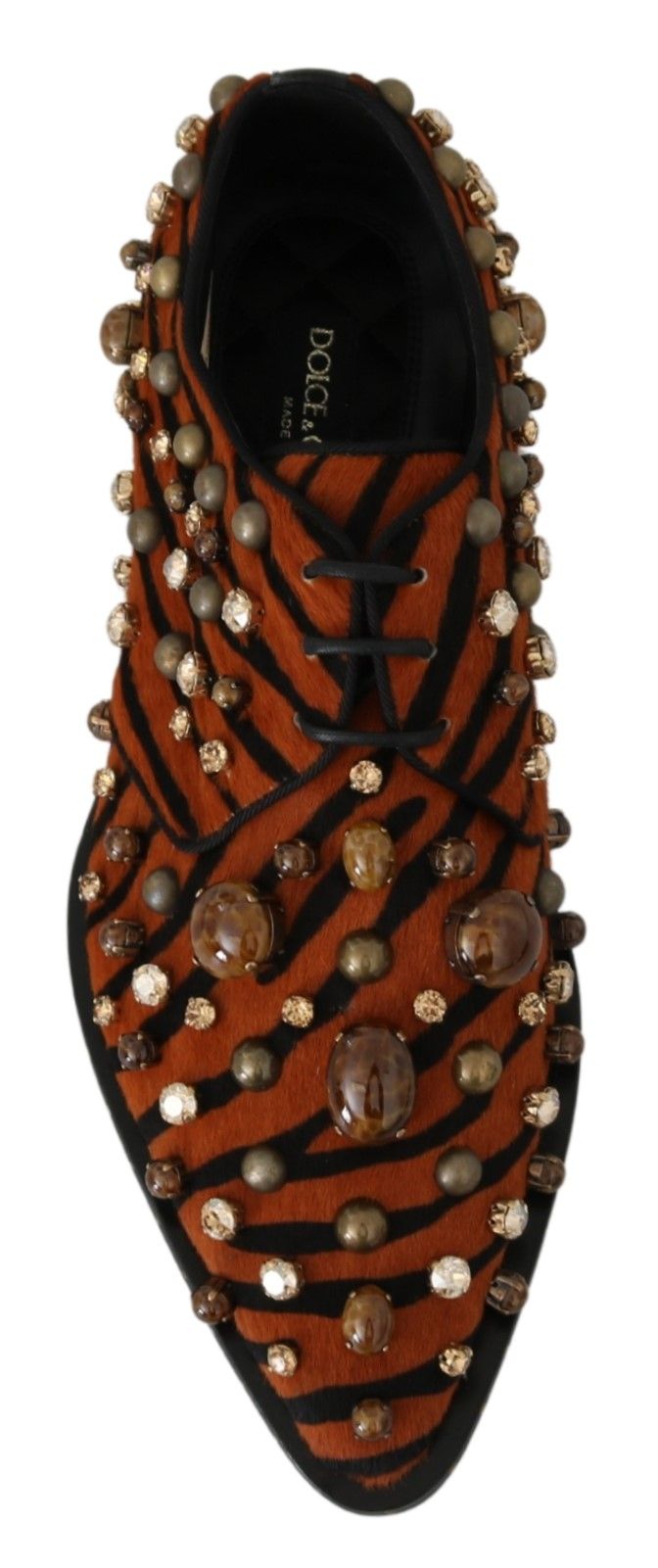 Dolce & Gabbana Orange Pony Hair Crystal Dress Broque Shoes - Whispers Of Wisdom Clothing