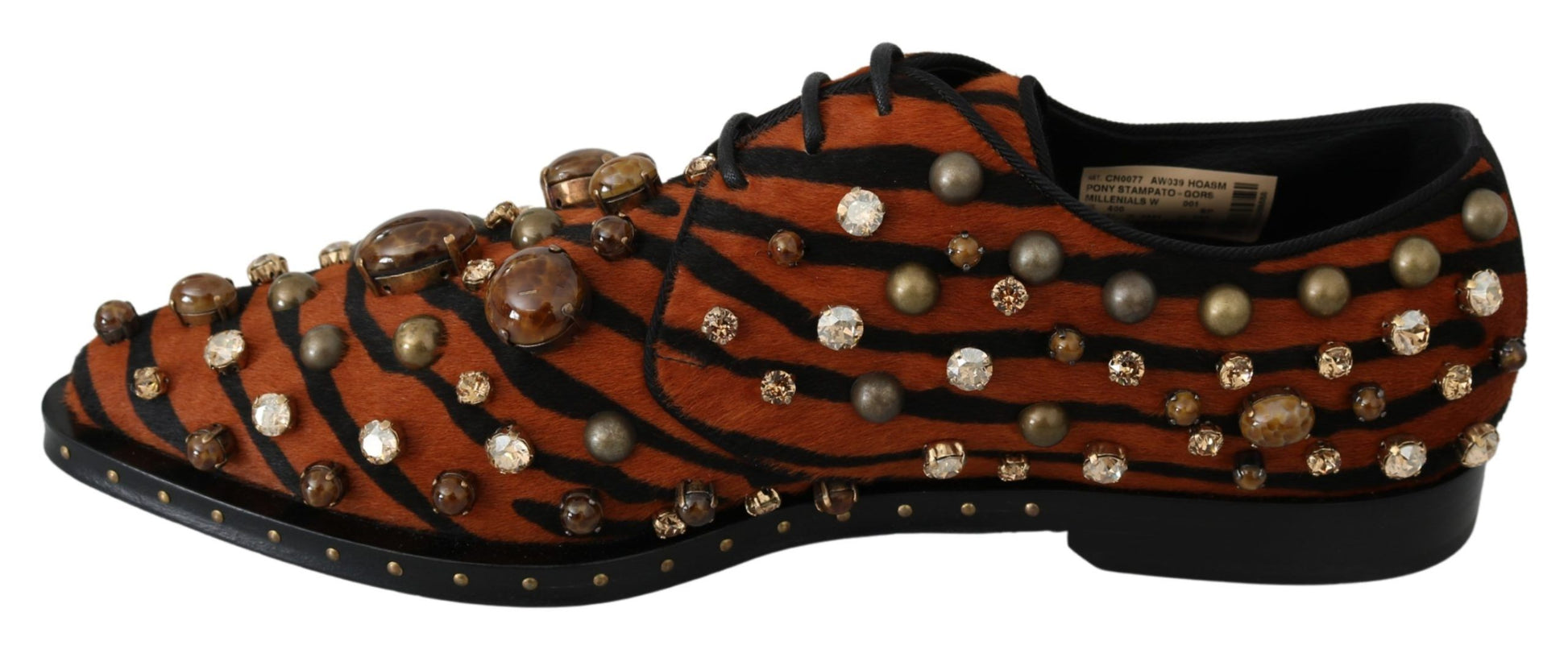 Dolce & Gabbana Orange Pony Hair Crystal Dress Broque Shoes - Whispers Of Wisdom Clothing