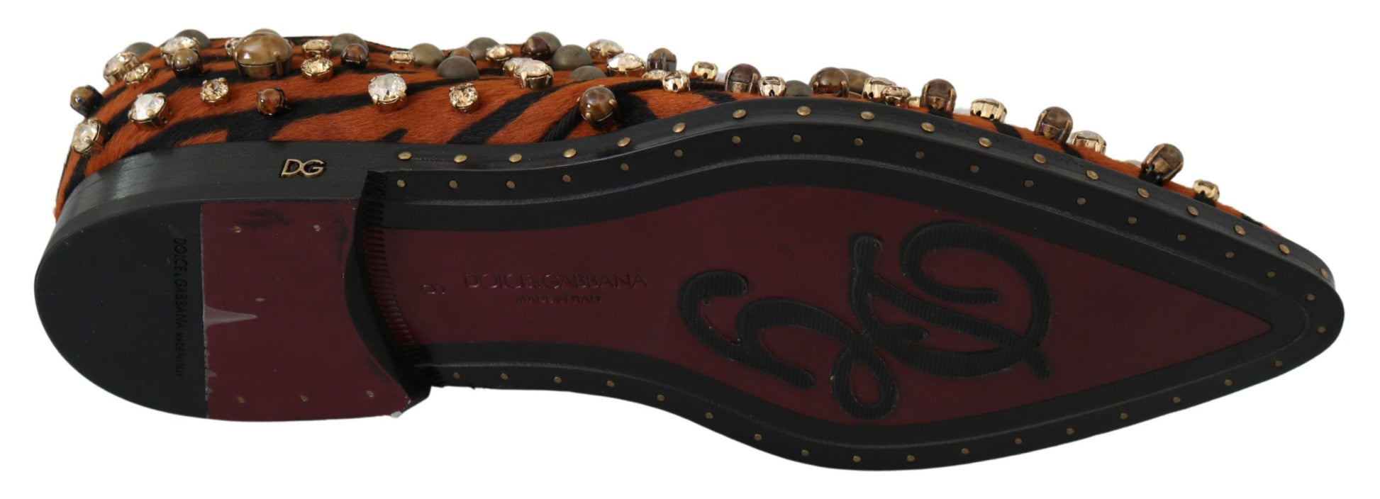 Dolce & Gabbana Orange Pony Hair Crystal Dress Broque Shoes - Whispers Of Wisdom Clothing