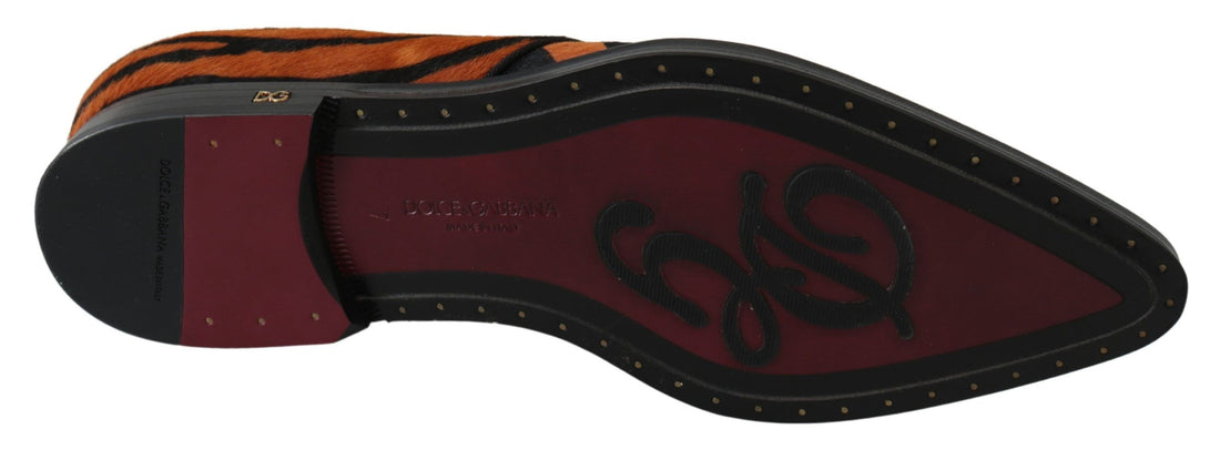 Dolce & Gabbana Orange Pony Hair Formal Dress Broque Shoes - Whispers Of Wisdom Clothing