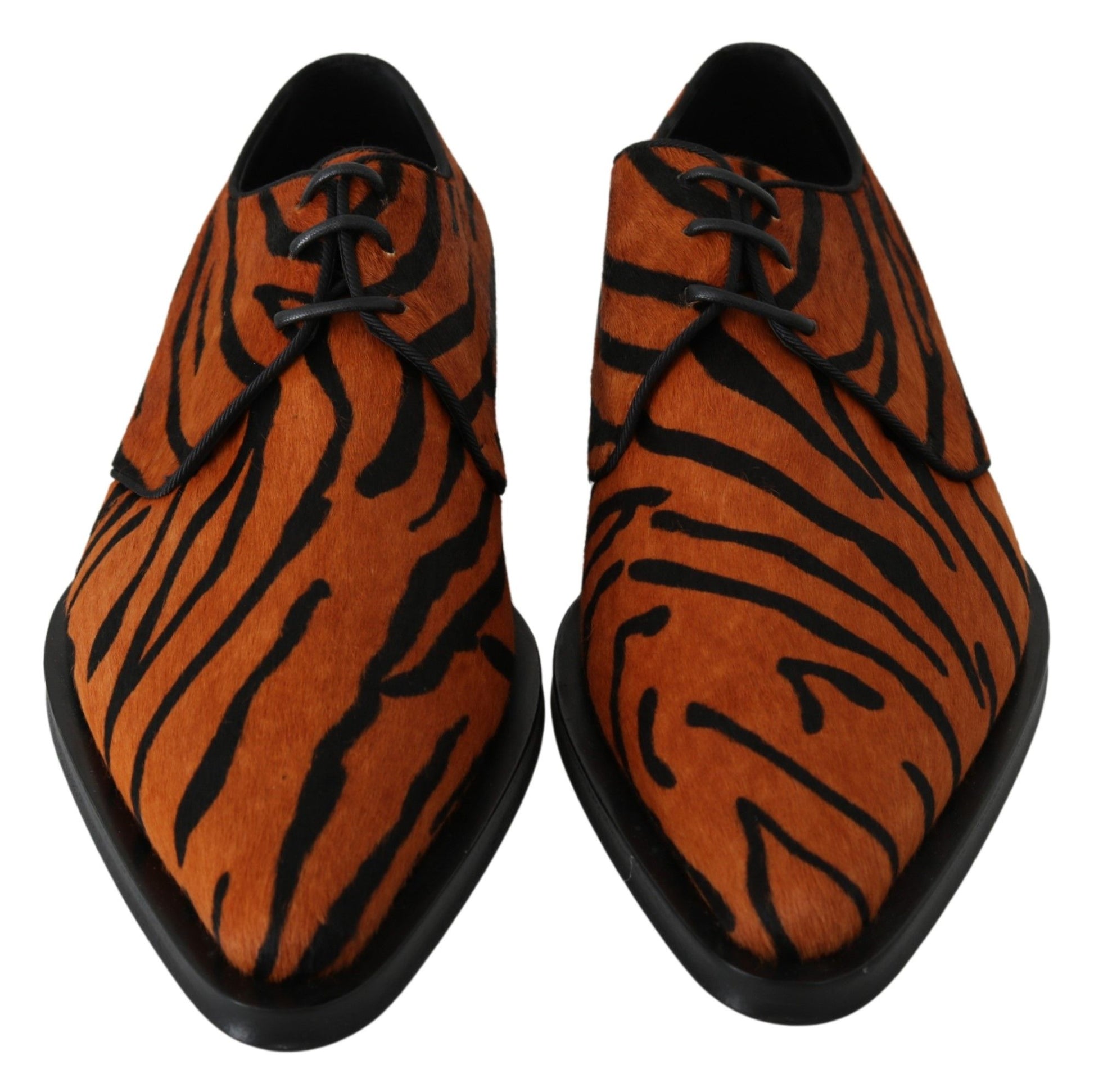 Dolce & Gabbana Orange Pony Hair Formal Dress Broque Shoes - Whispers Of Wisdom Clothing