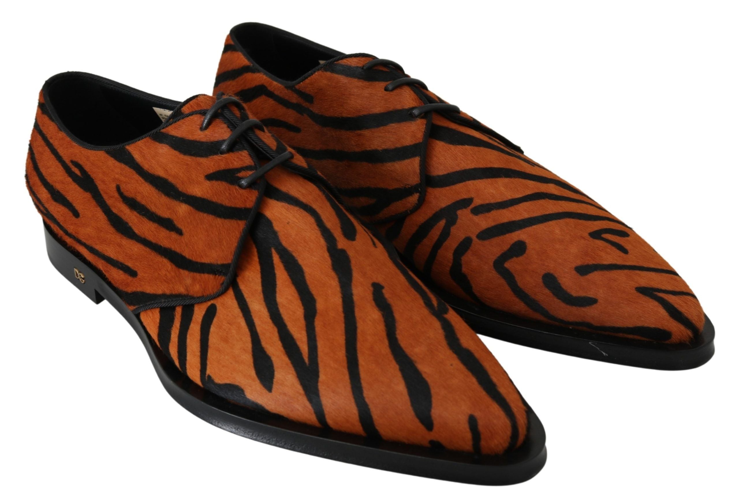 Dolce & Gabbana Orange Pony Hair Formal Dress Broque Shoes - Whispers Of Wisdom Clothing