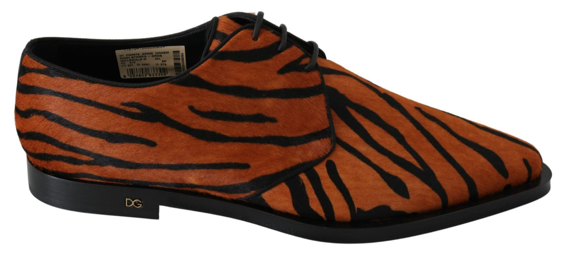 Dolce & Gabbana Orange Pony Hair Formal Dress Broque Shoes - Whispers Of Wisdom Clothing