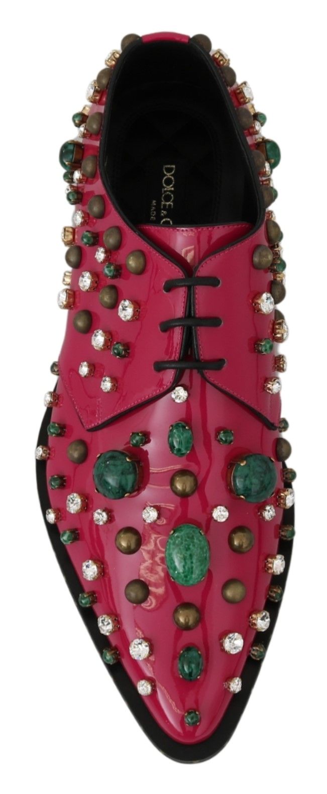 Dolce & Gabbana Pink Leather Crystals Dress Broque Shoes - Whispers Of Wisdom Clothing