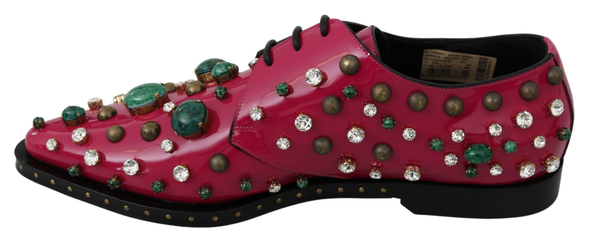 Dolce & Gabbana Pink Leather Crystals Dress Broque Shoes - Whispers Of Wisdom Clothing