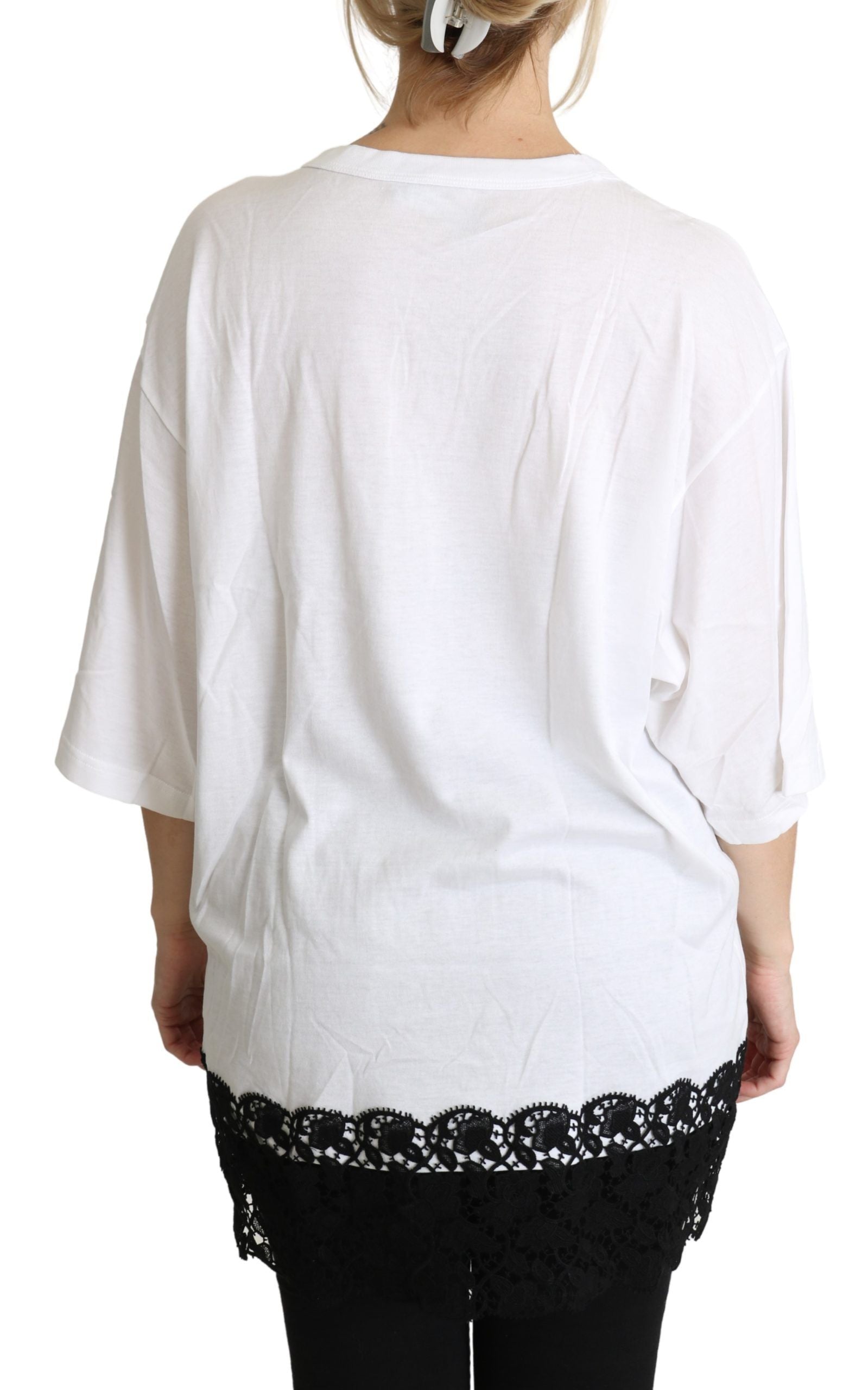 Dolce & Gabbana White Angel Print Cotton Round Neck Shirt Tops - Whispers Of Wisdom Clothing