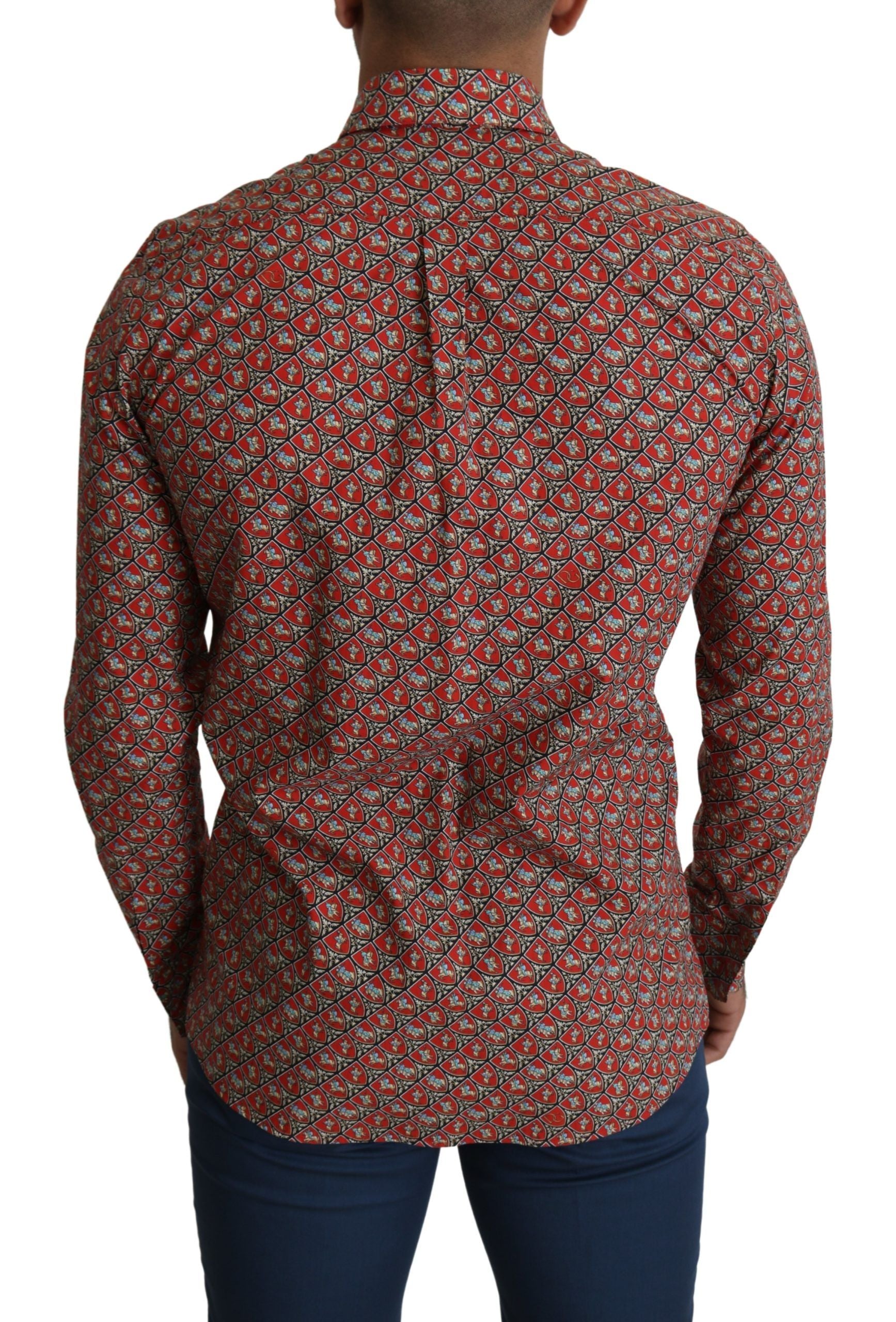 Dolce & Gabbana Red Printed Knight Formal Dress MARTINI Shirt - Whispers Of Wisdom Clothing