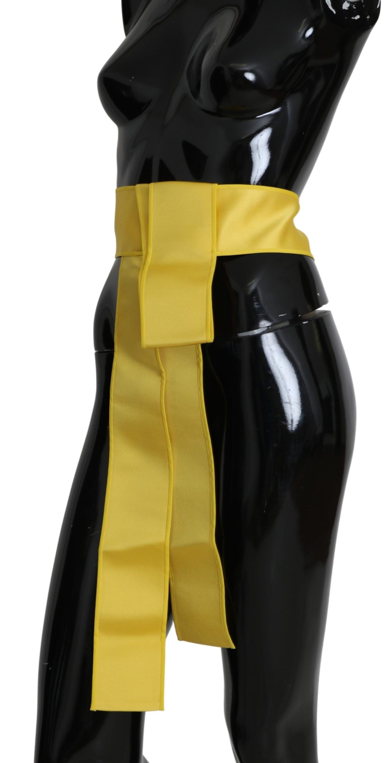 Dolce & Gabbana Yellow Wide Snap Button Closure Silk Belt - Whispers Of Wisdom Clothing
