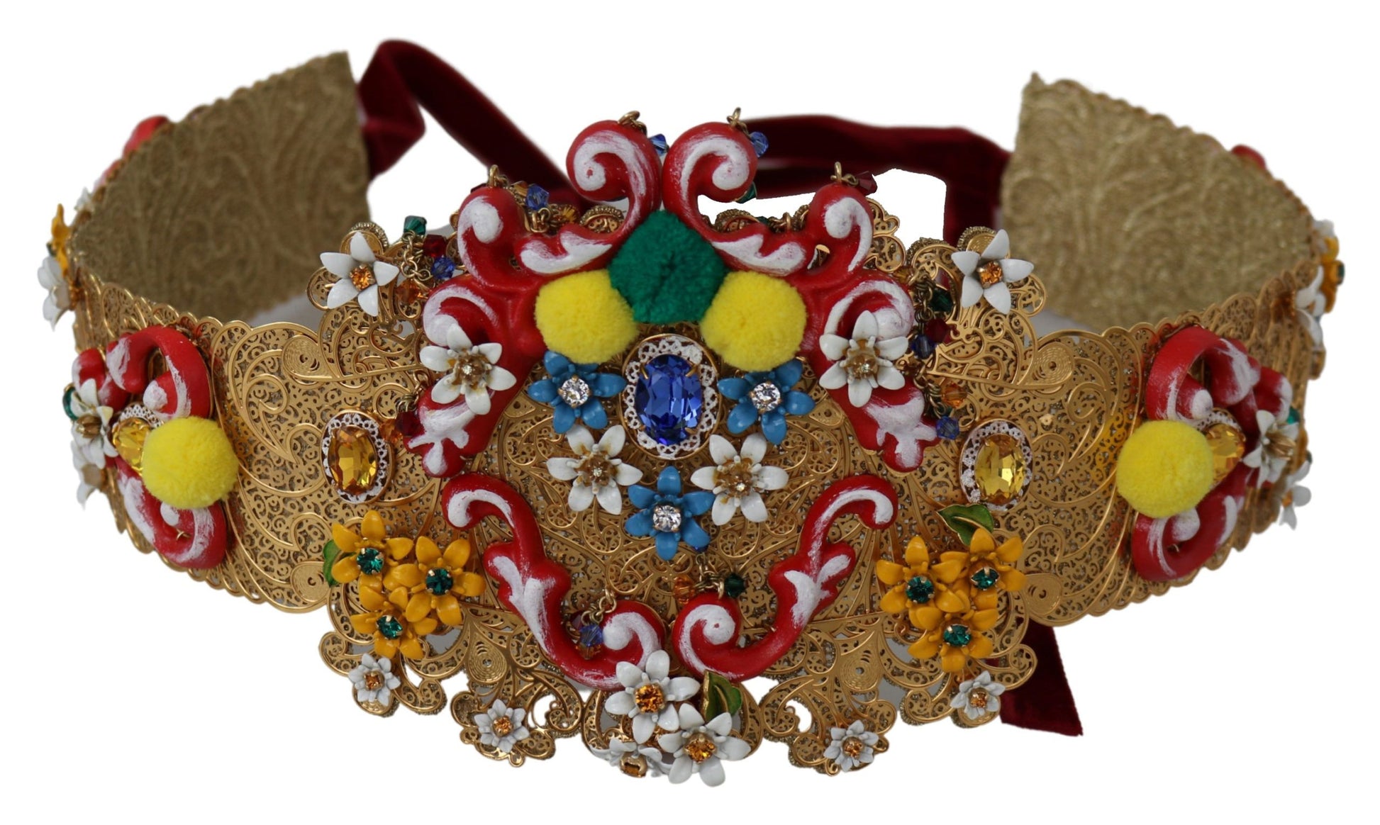 Dolce & Gabbana multicolor Embellished Floral Crystal Wide Waist Belt - Whispers Of Wisdom Clothing