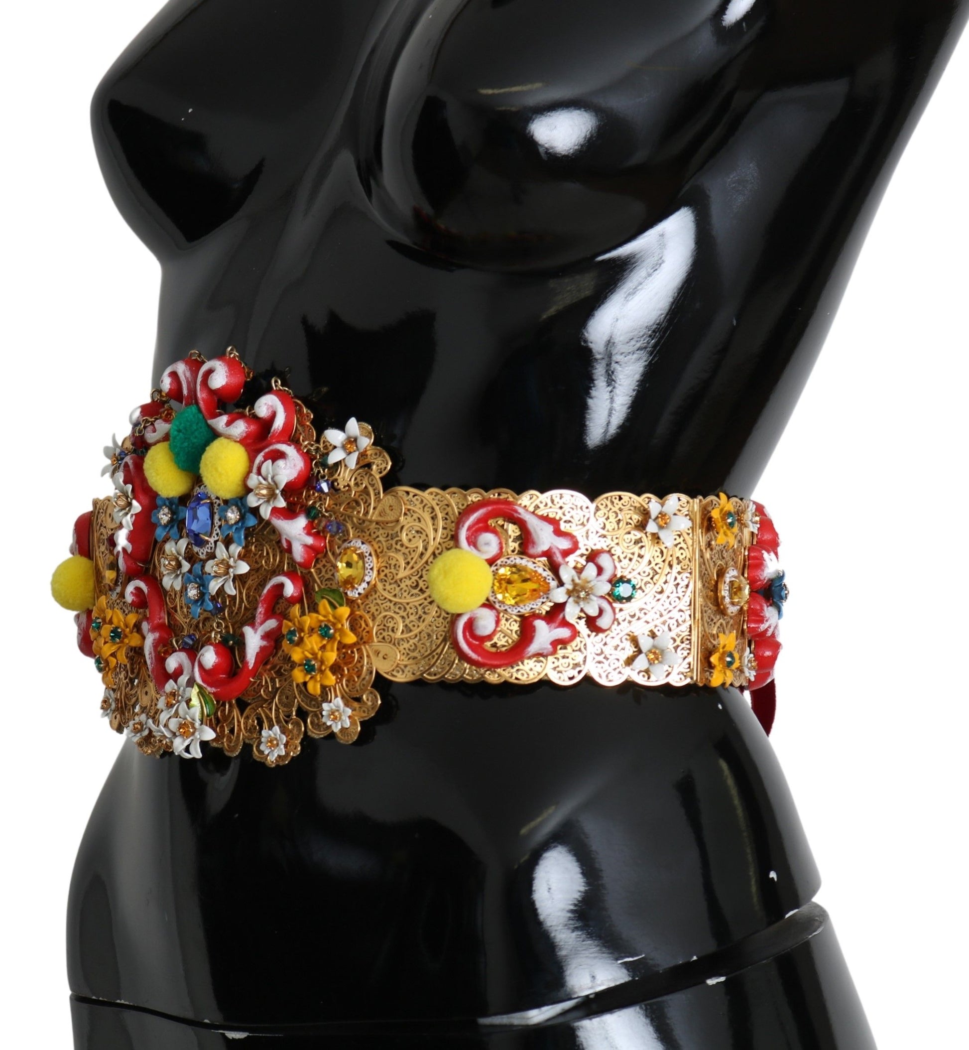 Dolce & Gabbana multicolor Embellished Floral Crystal Wide Waist Belt - Whispers Of Wisdom Clothing