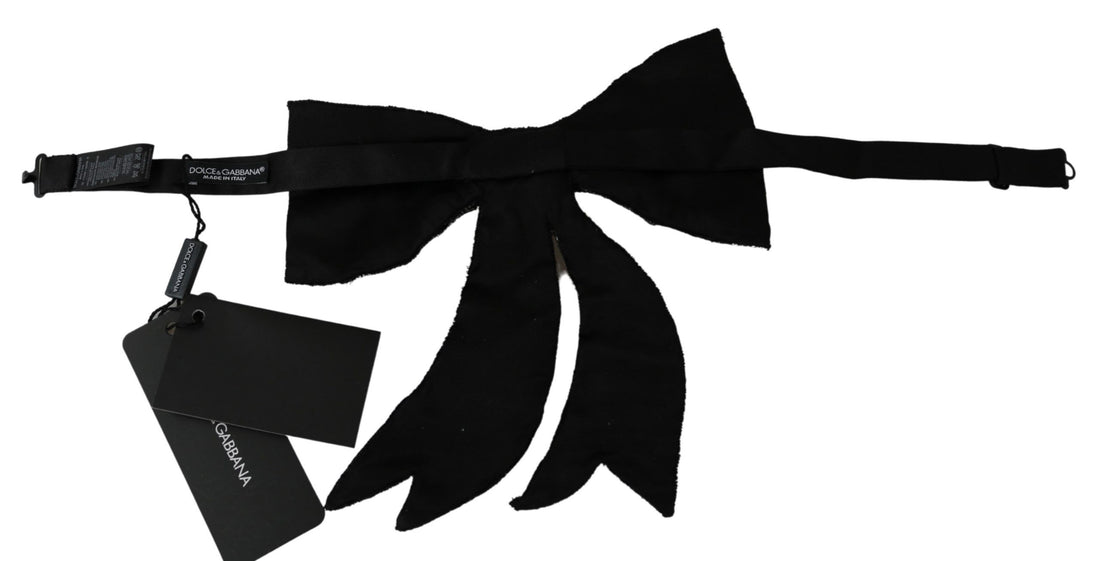 Dolce & Gabbana Silver Tone 100% Silk Crystal Embellished Women  Bowtie - Whispers Of Wisdom Clothing