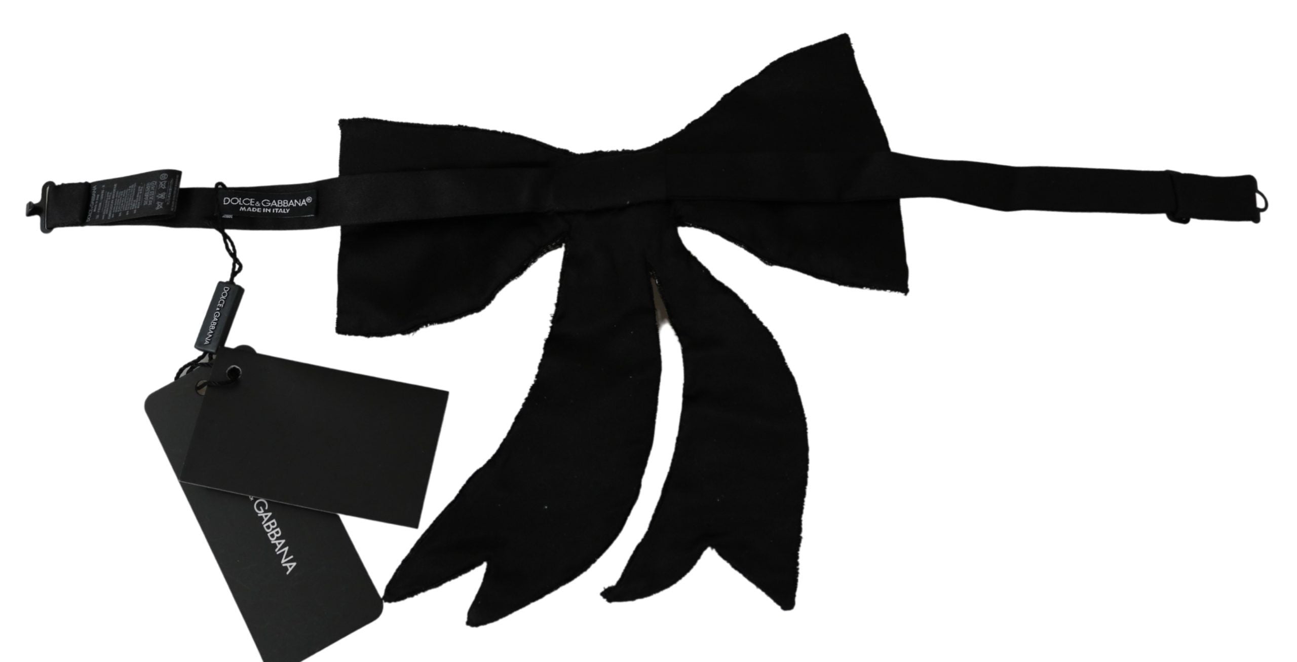 Dolce & Gabbana Silver Tone 100% Silk Crystal Embellished Women  Bowtie - Whispers Of Wisdom Clothing