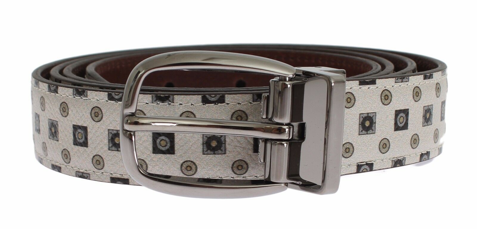Dolce & Gabbana White Silk Bowtie Leather Men Belt Gift Box
