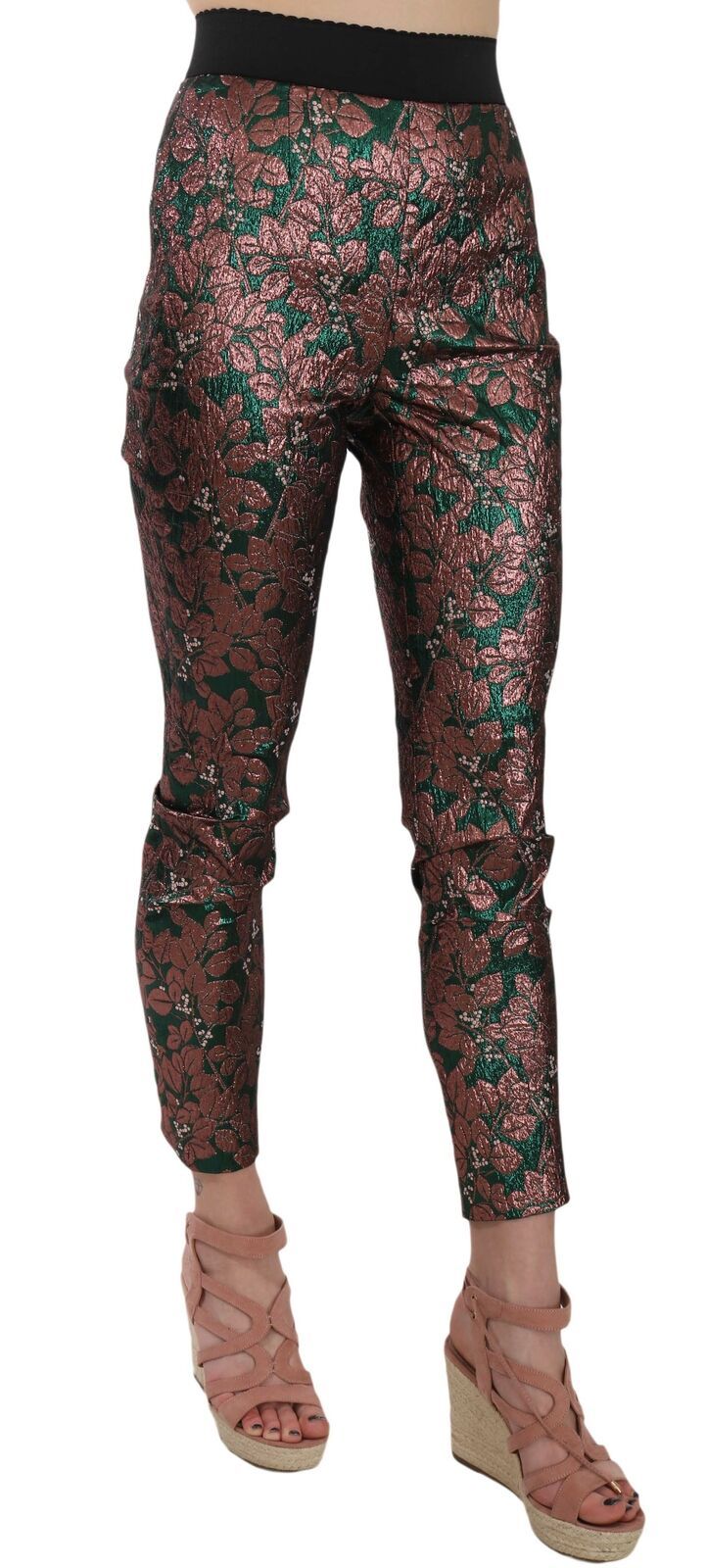 Dolce & Gabbana Multicolor Iridescent Brocade Jacquard Trousers Crop Pants - Whispers Of Wisdom Clothing