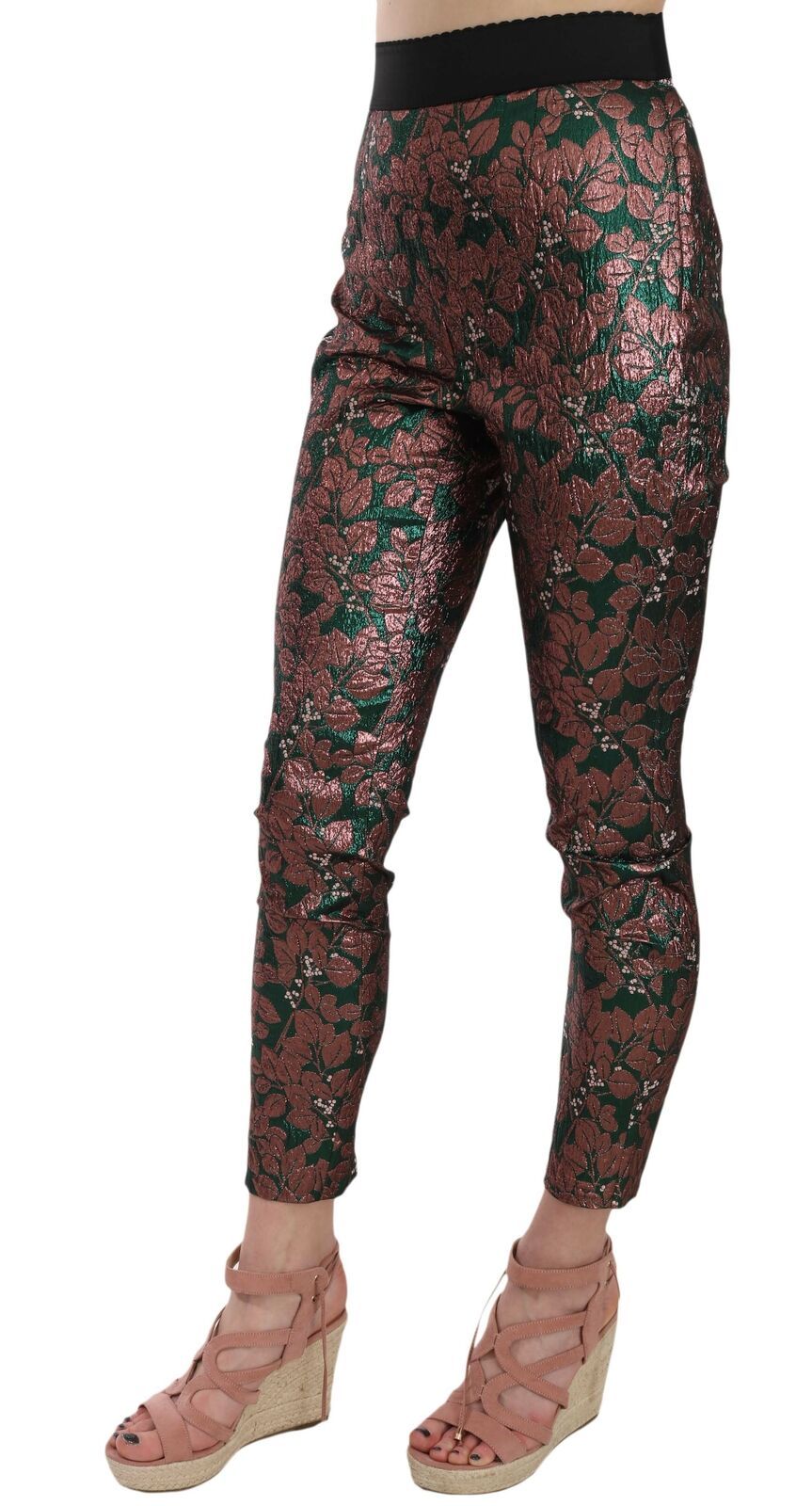 Dolce & Gabbana Multicolor Iridescent Brocade Jacquard Trousers Crop Pants - Whispers Of Wisdom Clothing