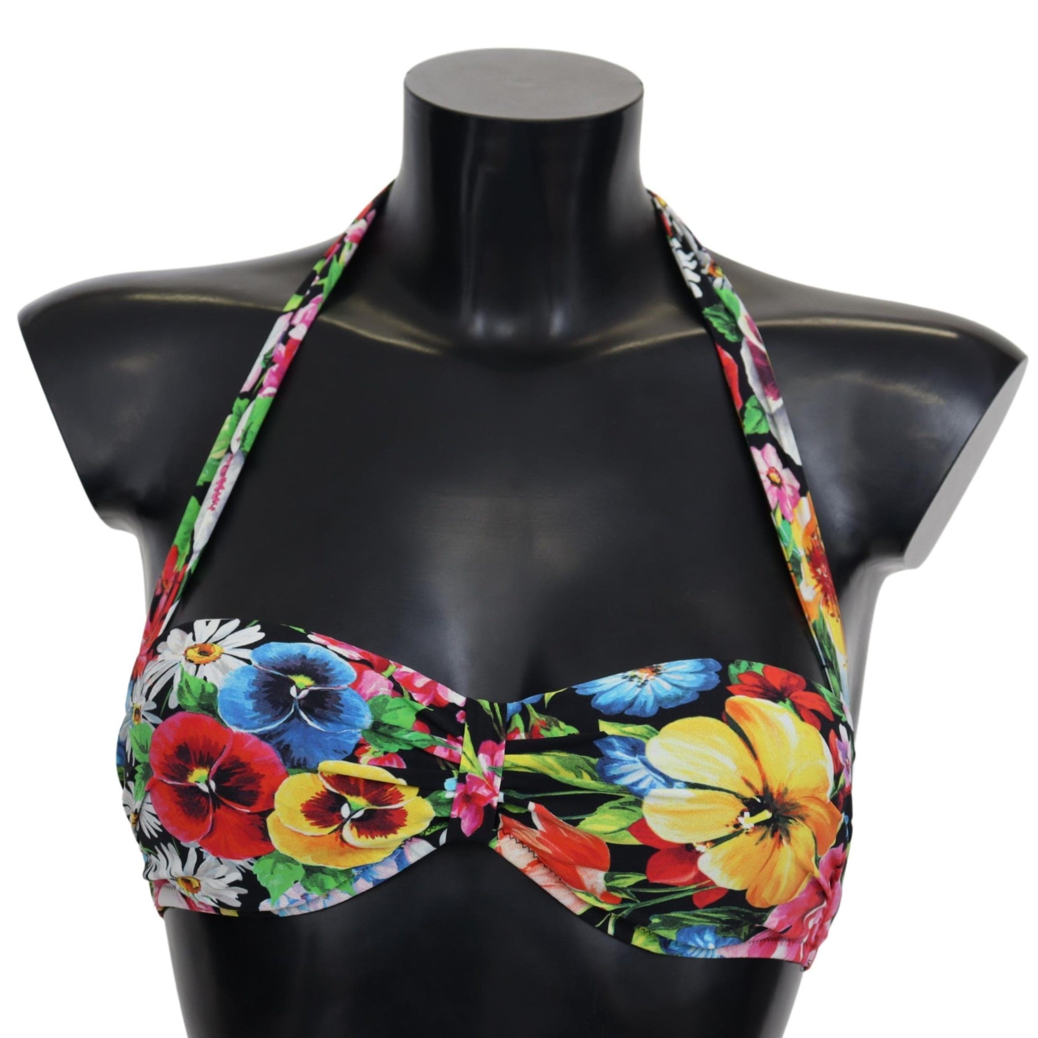 Dolce & Gabbana Multicolor Floral Print Swimwear Bikini Tops