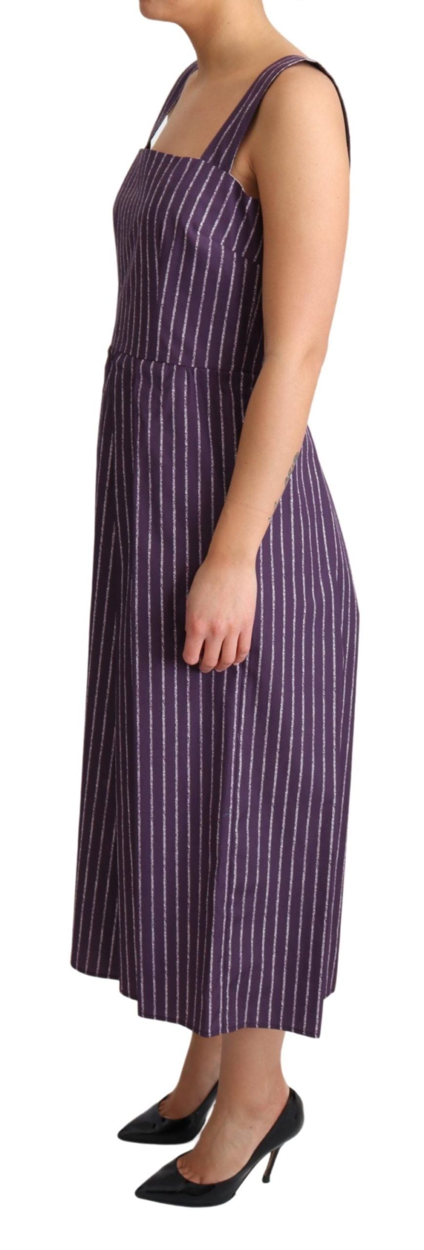 Dolce & Gabbana Purple Striped Cotton A-Line Stretch Dress - Whispers Of Wisdom Clothing