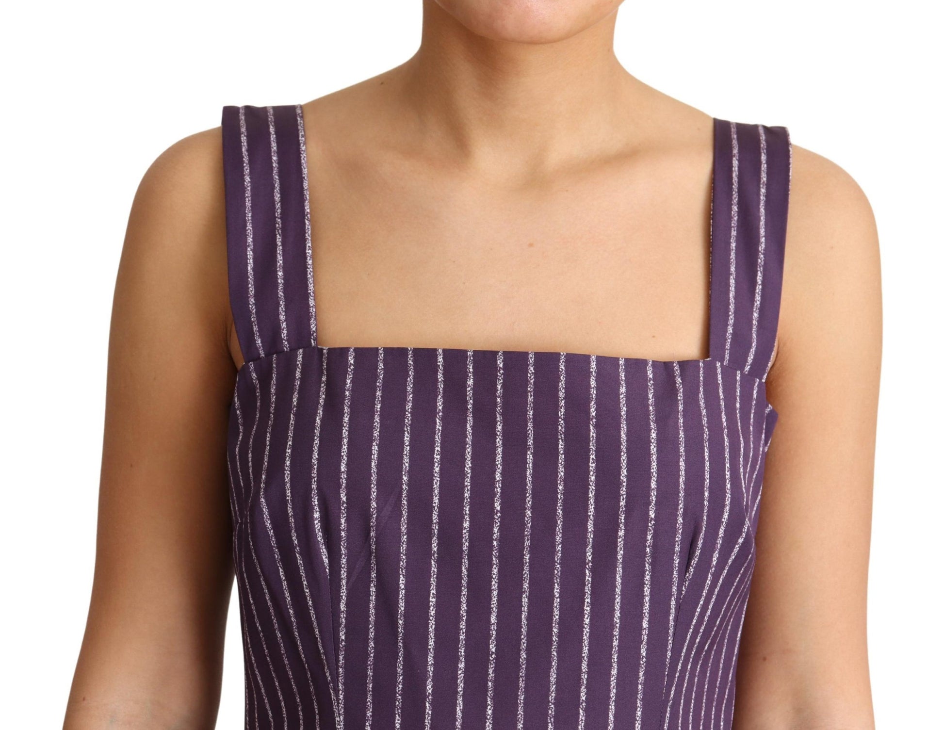 Dolce & Gabbana Purple Striped Cotton A-Line Stretch Dress - Whispers Of Wisdom Clothing
