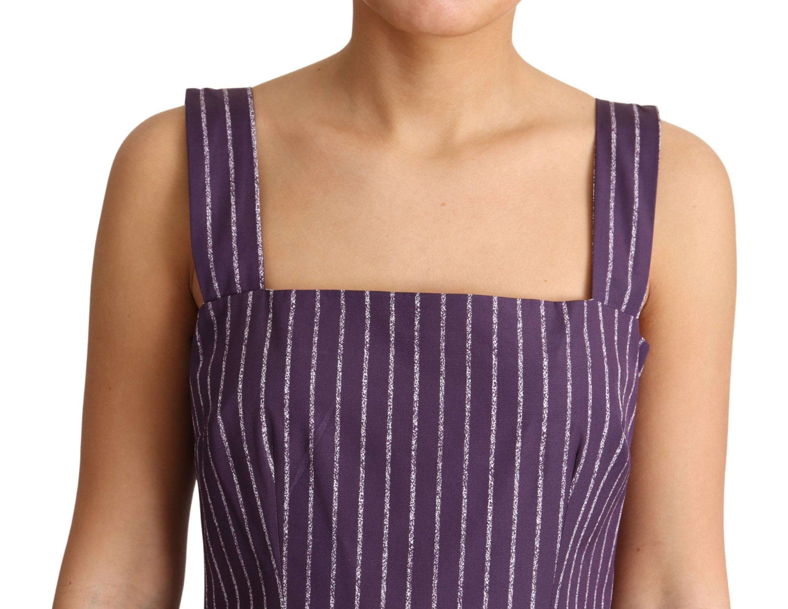 Dolce & Gabbana Purple Striped Cotton A-Line Stretch Dress - Whispers Of Wisdom Clothing