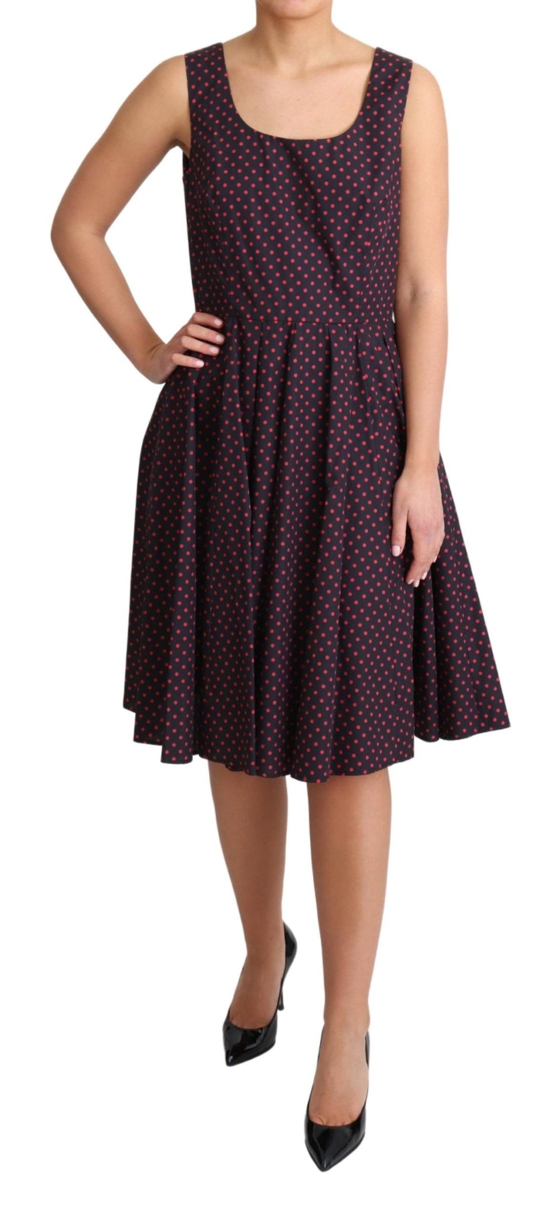 Dolce & Gabbana Red Blue Polka Cotton A-Line Gown Dress - Whispers Of Wisdom Clothing