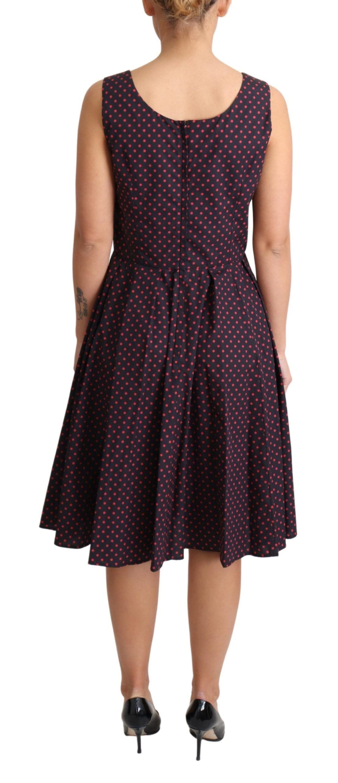 Dolce & Gabbana Red Blue Polka Cotton A-Line Gown Dress - Whispers Of Wisdom Clothing