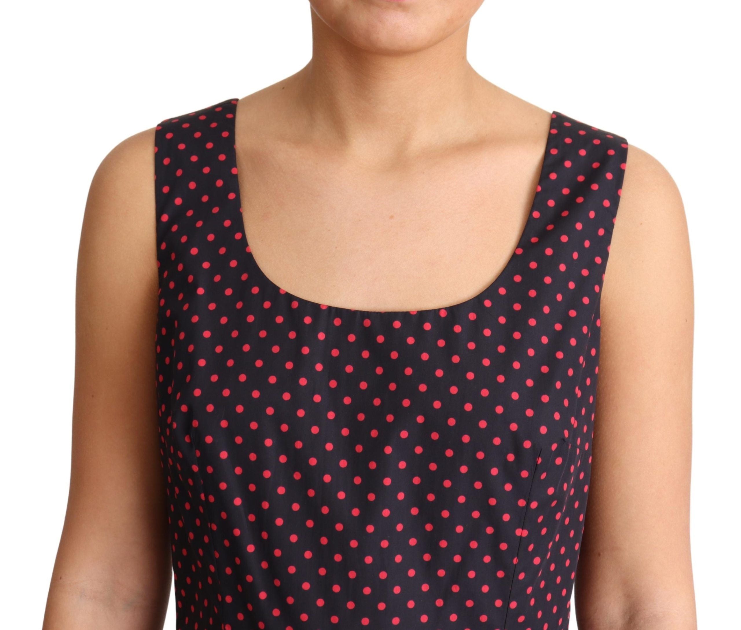 Dolce & Gabbana Red Blue Polka Cotton A-Line Gown Dress - Whispers Of Wisdom Clothing