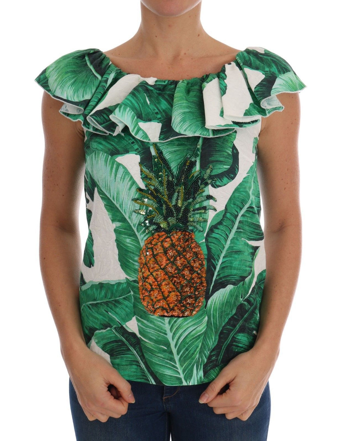 Dolce & Gabbana Pineapple Banana Sequins Blouse T-shirt - Whispers Of Wisdom Clothing