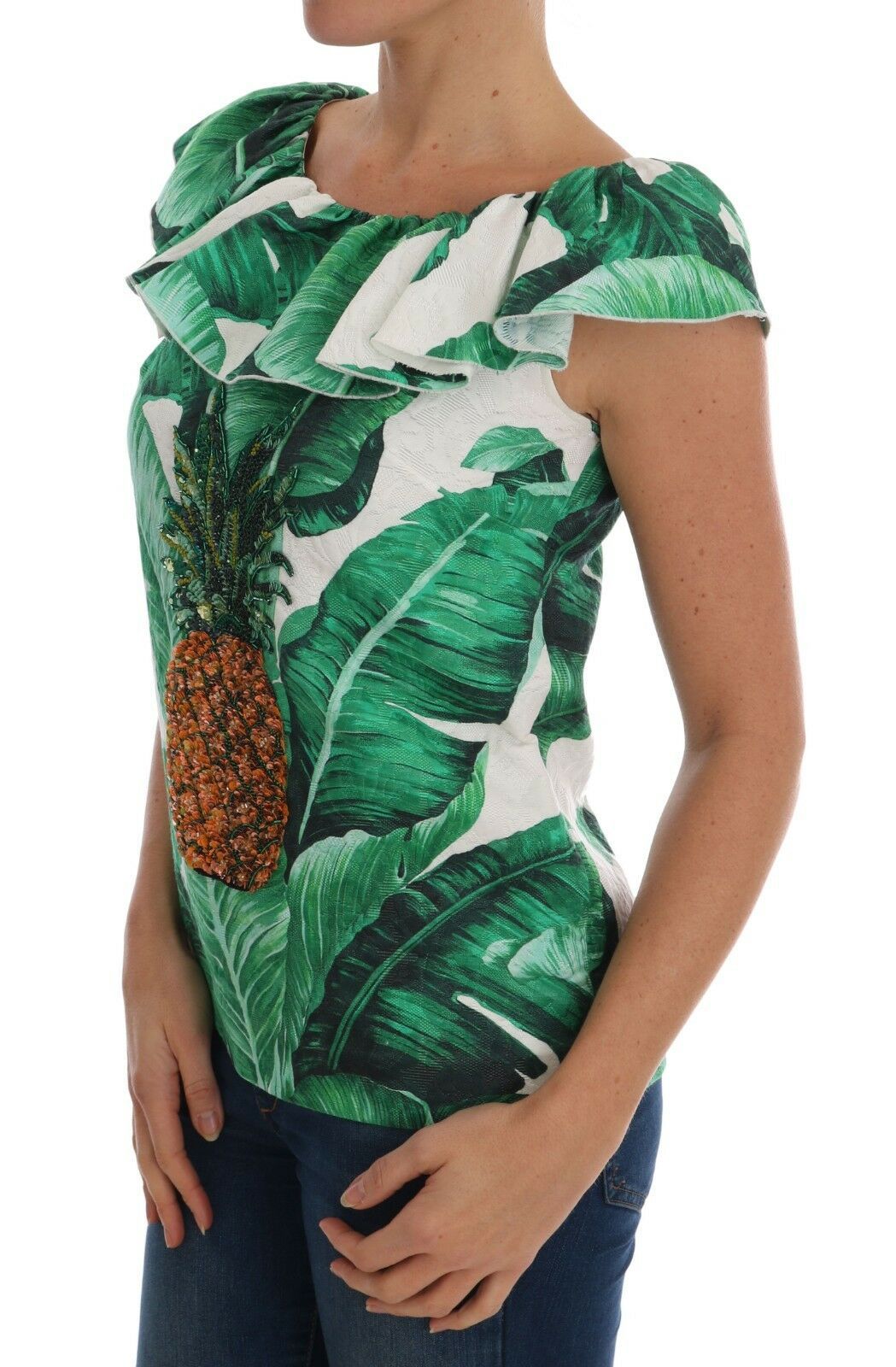 Dolce & Gabbana Pineapple Banana Sequins Blouse T-shirt - Whispers Of Wisdom Clothing