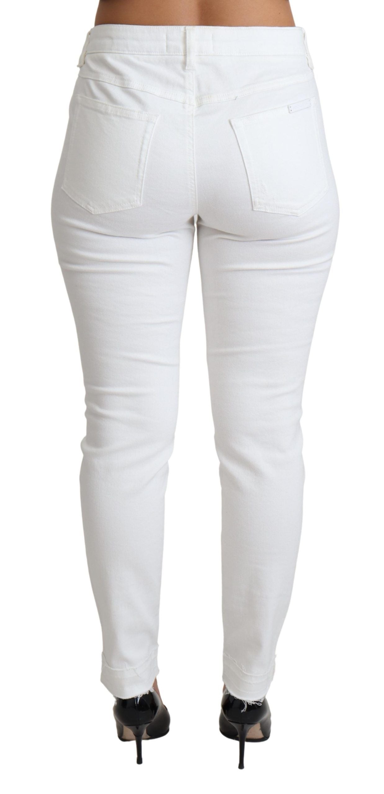 Dolce & Gabbana White Tattered Skinny Denim Cotton Stretch Jeans - Whispers Of Wisdom Clothing