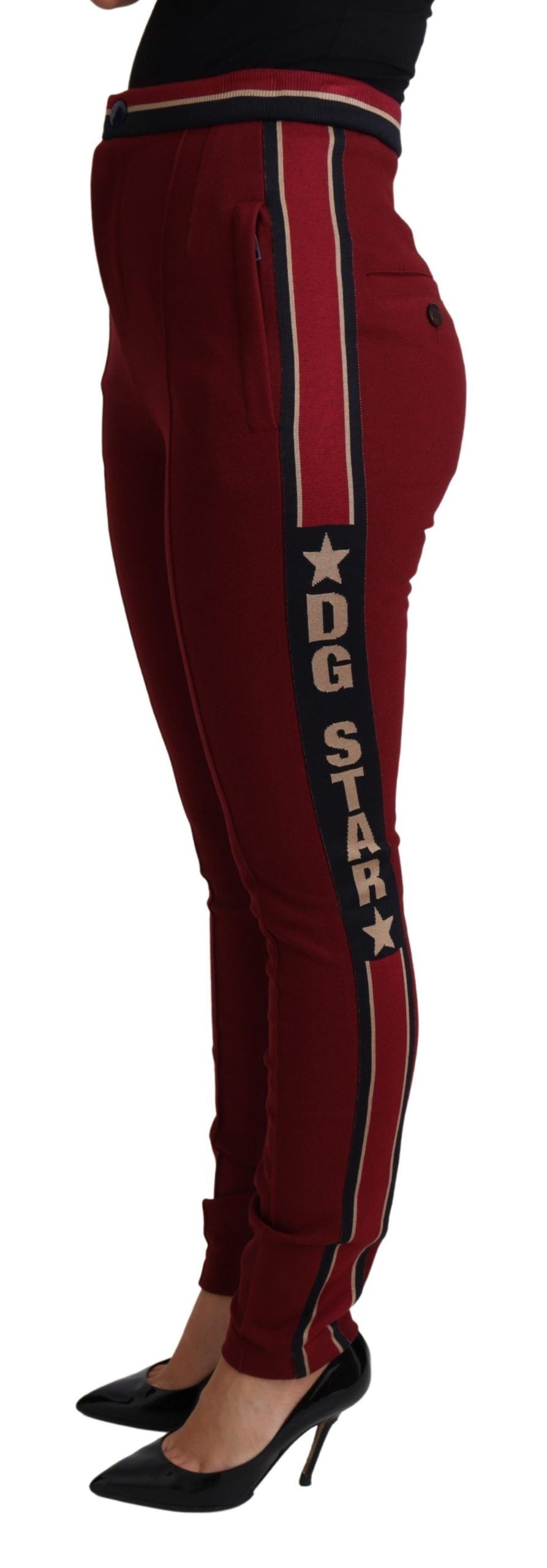 Dolce & Gabbana Red DG Star Striped Skinny Cotton Pant - Whispers Of Wisdom Clothing