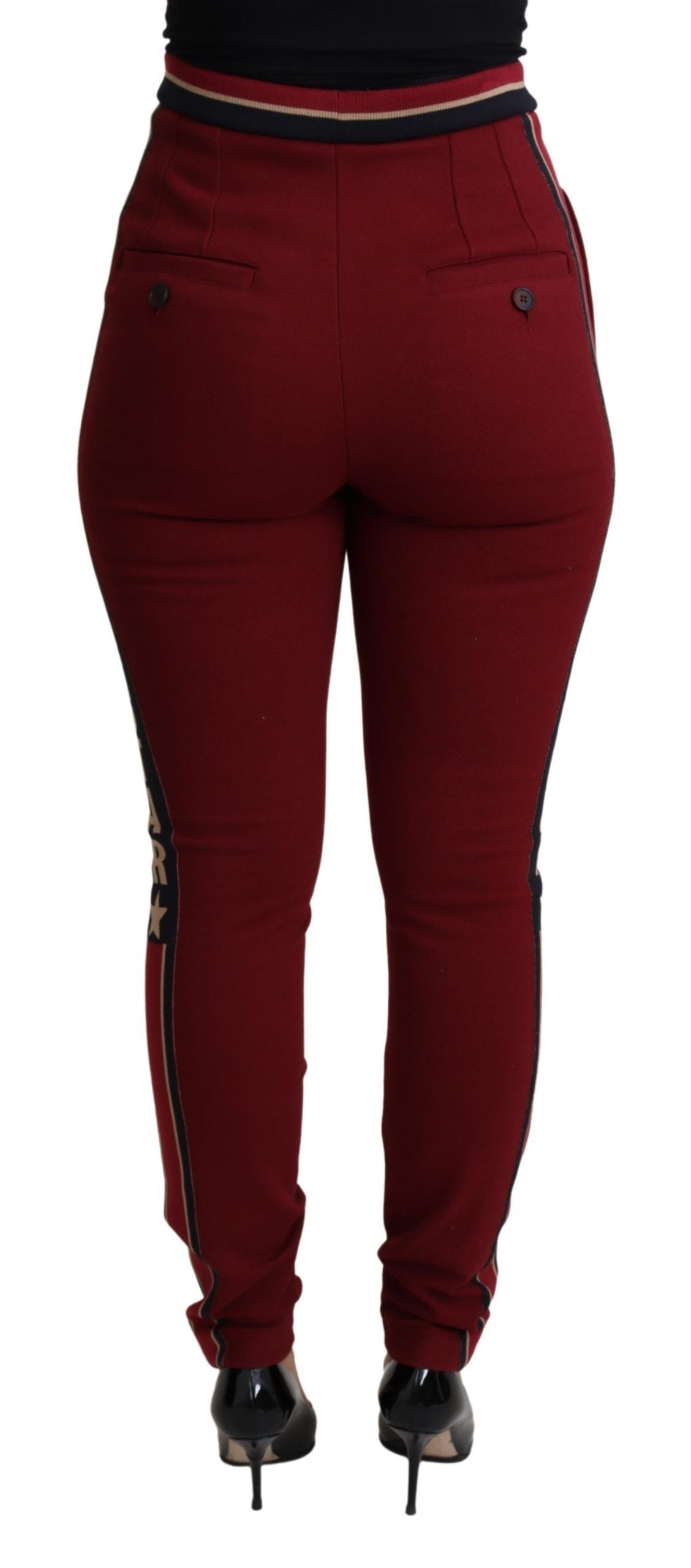 Dolce & Gabbana Red DG Star Striped Skinny Cotton Pant - Whispers Of Wisdom Clothing
