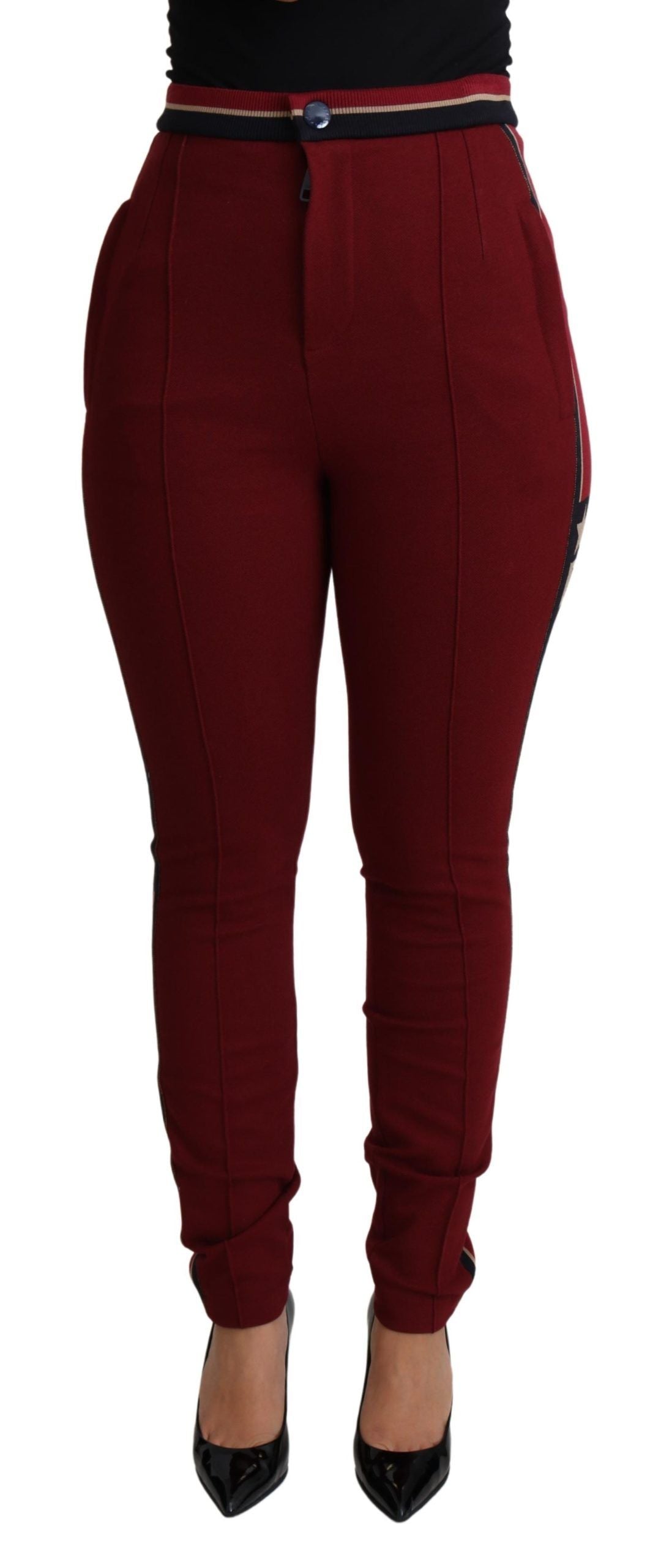 Dolce & Gabbana Red DG Star Striped Skinny Cotton Pant - Whispers Of Wisdom Clothing