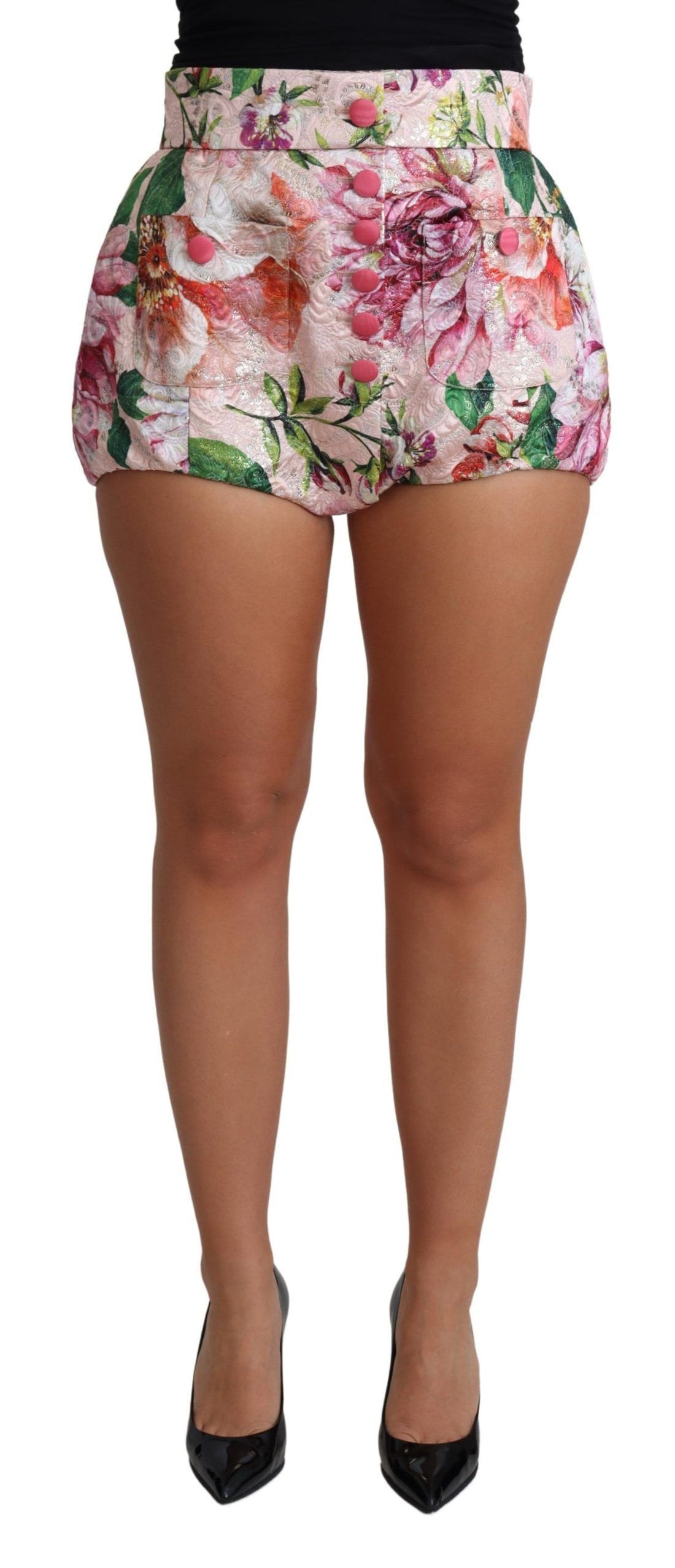 Dolce & Gabbana Pink Cotton Floral Print Hot Pants Short - Whispers Of Wisdom Clothing