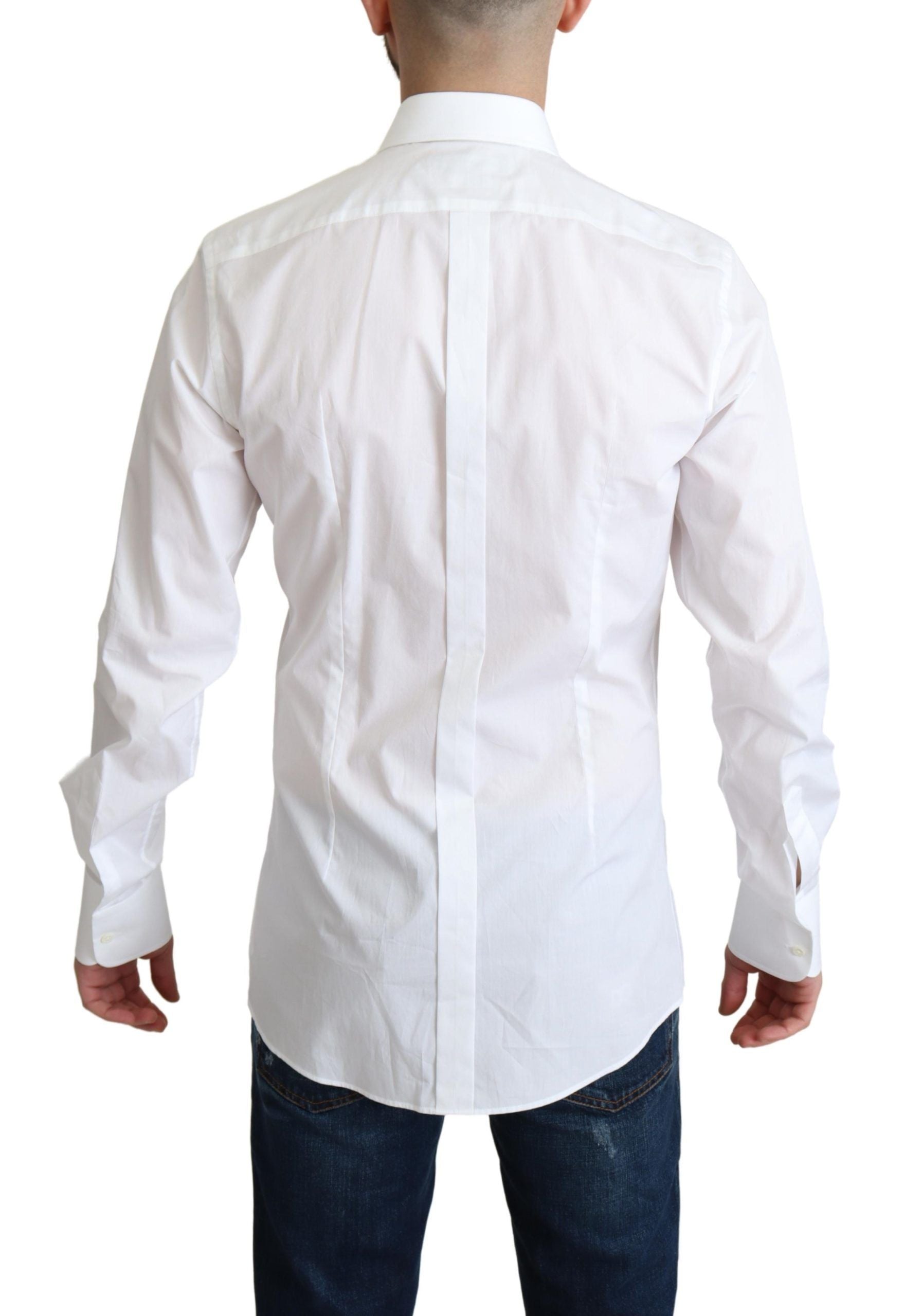 Dolce & Gabbana White Bib Cotton Poplin Men Formal Shirt - Whispers Of Wisdom Clothing
