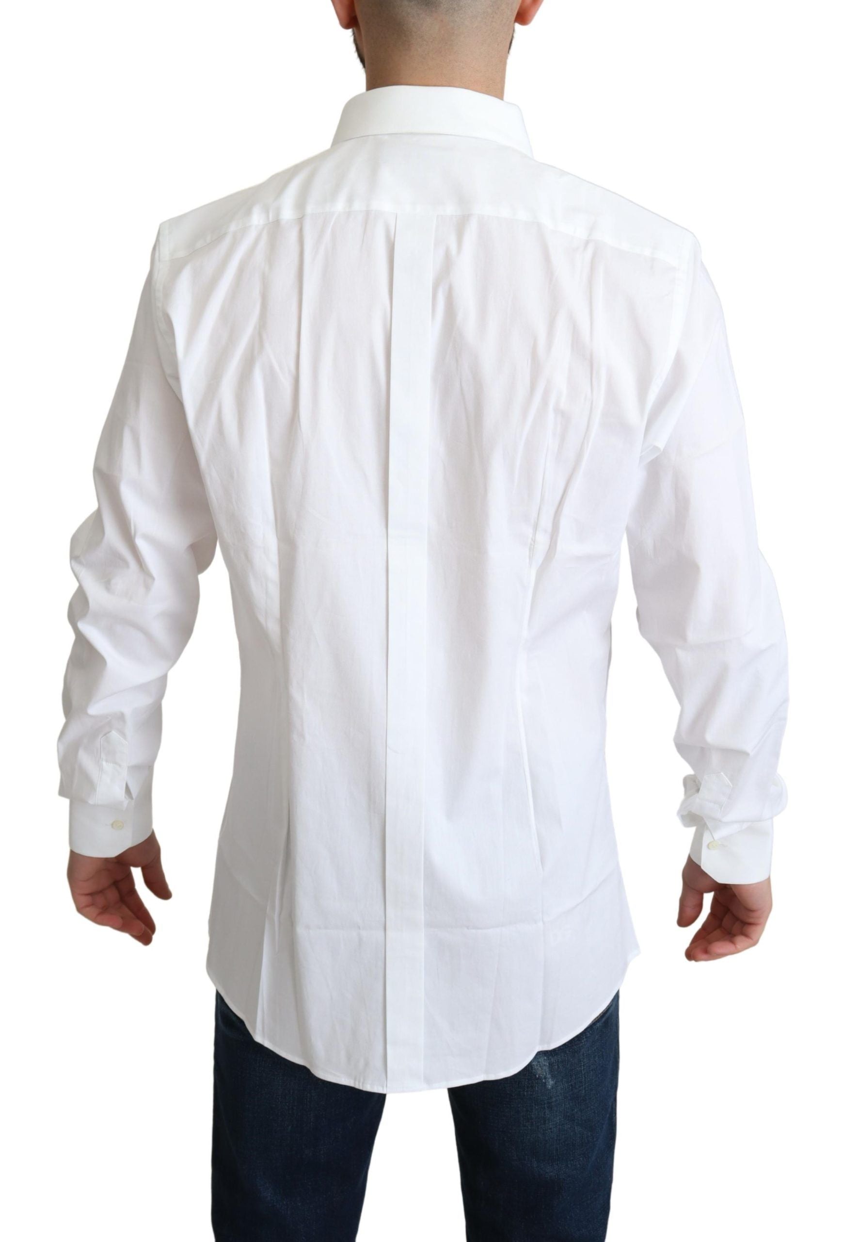 Dolce & Gabbana White Cotton Stretch Men Dress Formal Shirt - Whispers Of Wisdom Clothing
