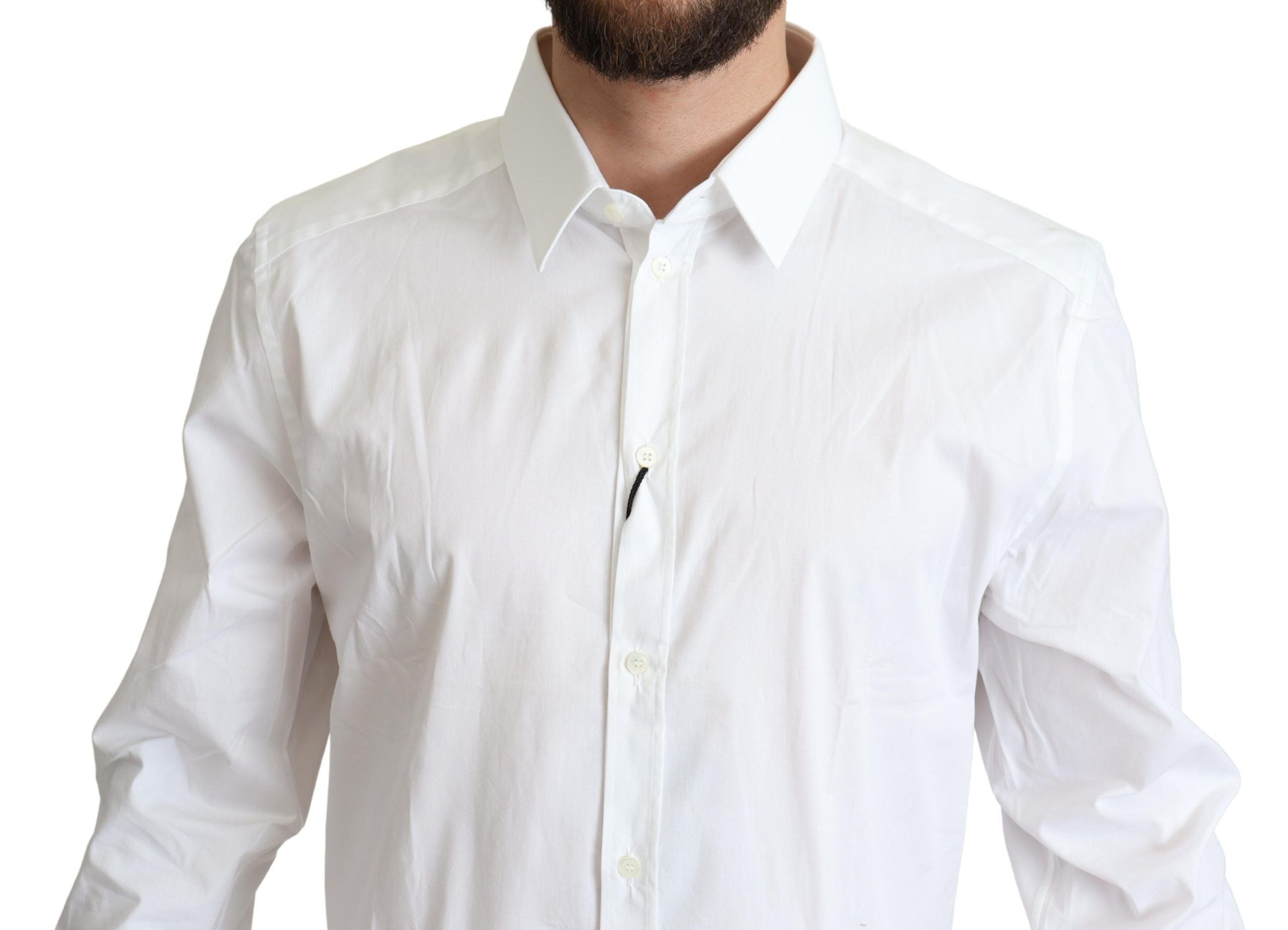 Dolce & Gabbana White Cotton Stretch Men Dress Formal Shirt - Whispers Of Wisdom Clothing