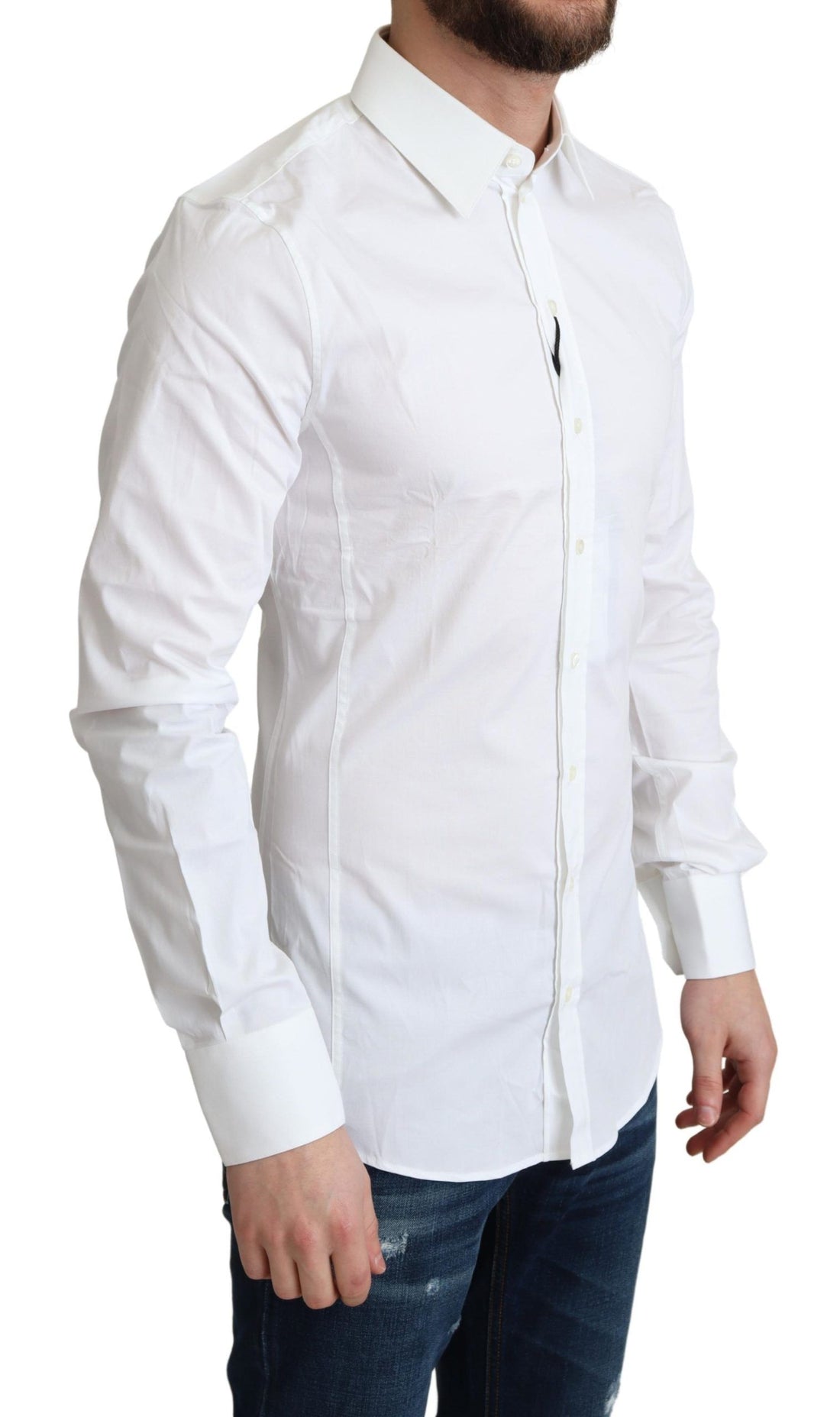 Dolce & Gabbana White Cotton Stretch Men Formal SICILIA Shirt - Whispers Of Wisdom Clothing