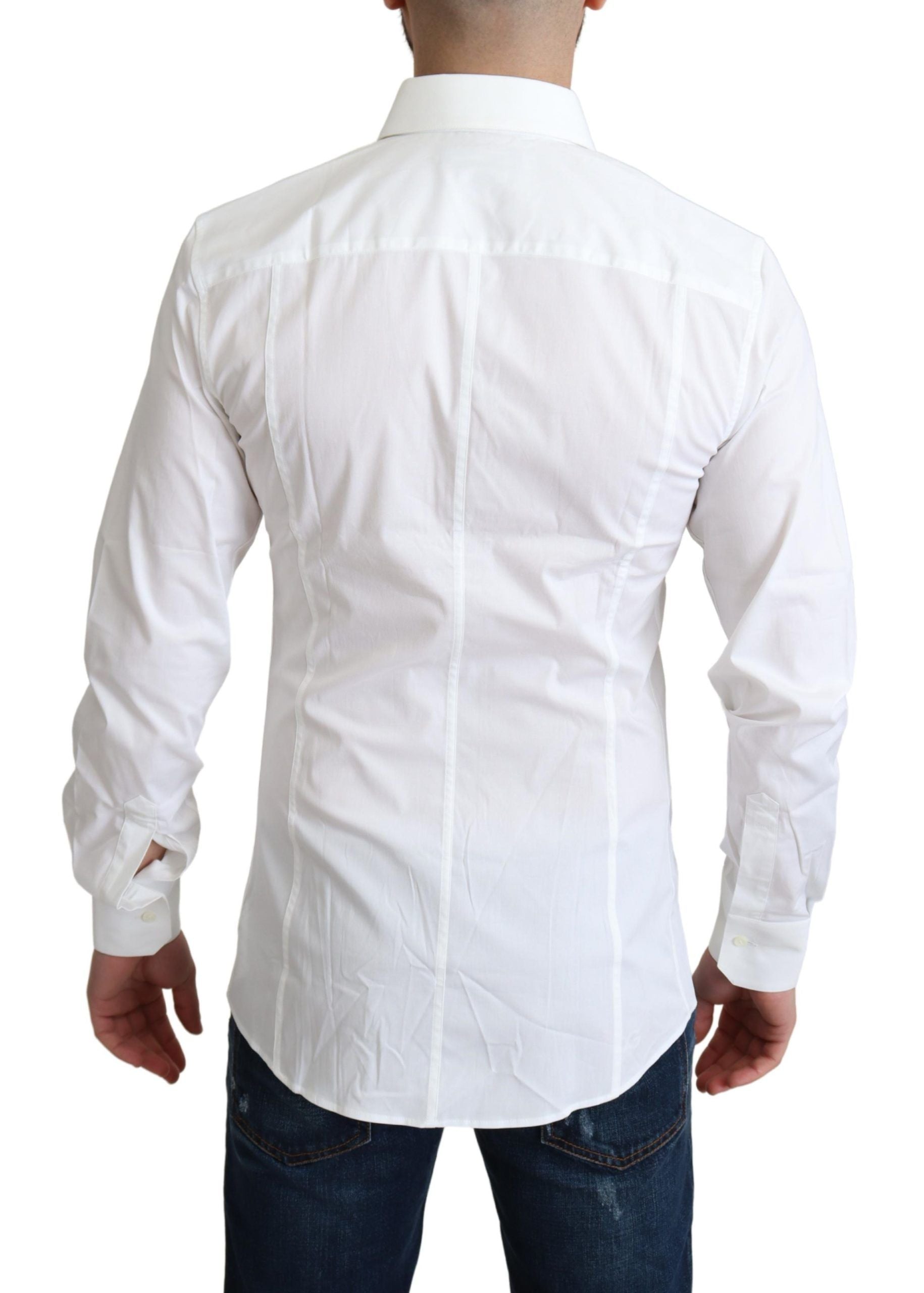 Dolce & Gabbana White Cotton Stretch Men Formal SICILIA Shirt - Whispers Of Wisdom Clothing