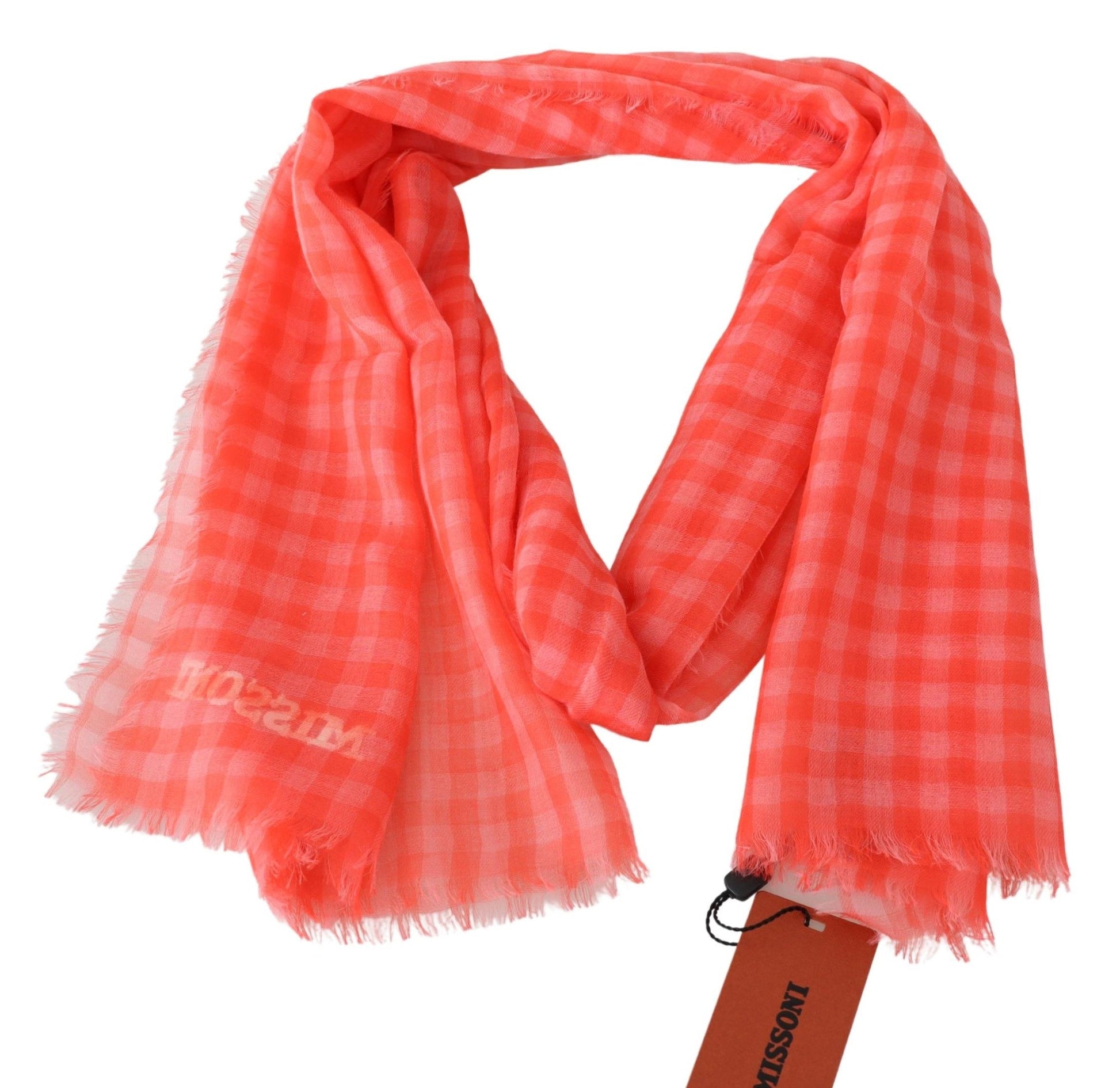 Missoni Orange Check Cashmere Unisex Wrap Fringes Scarf - Whispers Of Wisdom Clothing