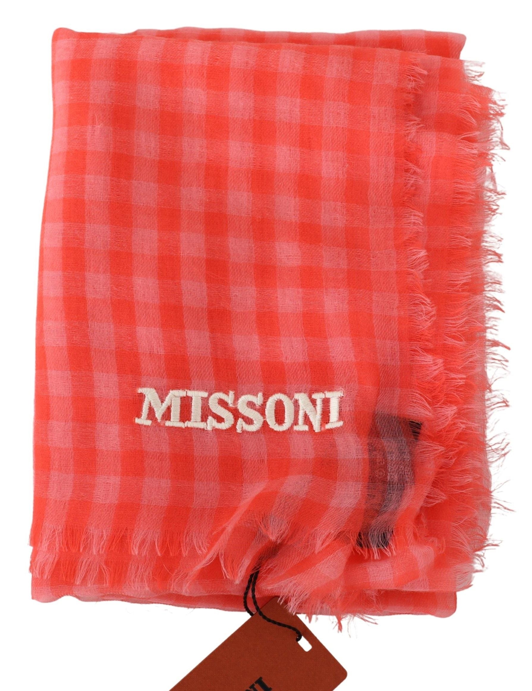 Missoni Orange Check Cashmere Unisex Wrap Fringes Scarf - Whispers Of Wisdom Clothing