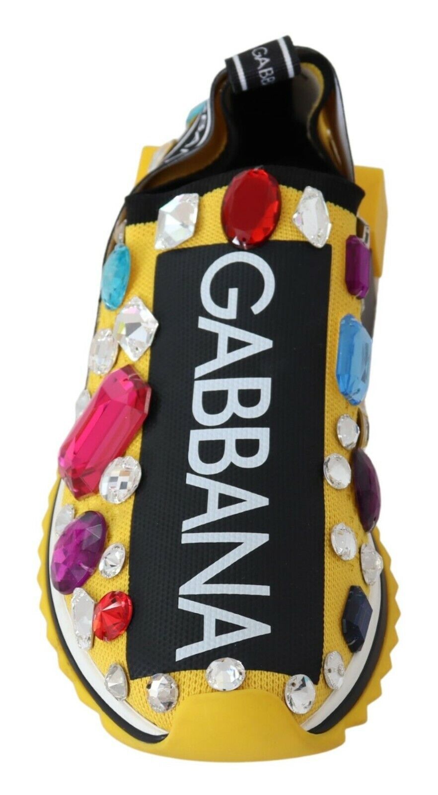 Dolce & Gabbana Yellow Multicolor Crystals Sneakers Shoes - Whispers Of Wisdom Clothing