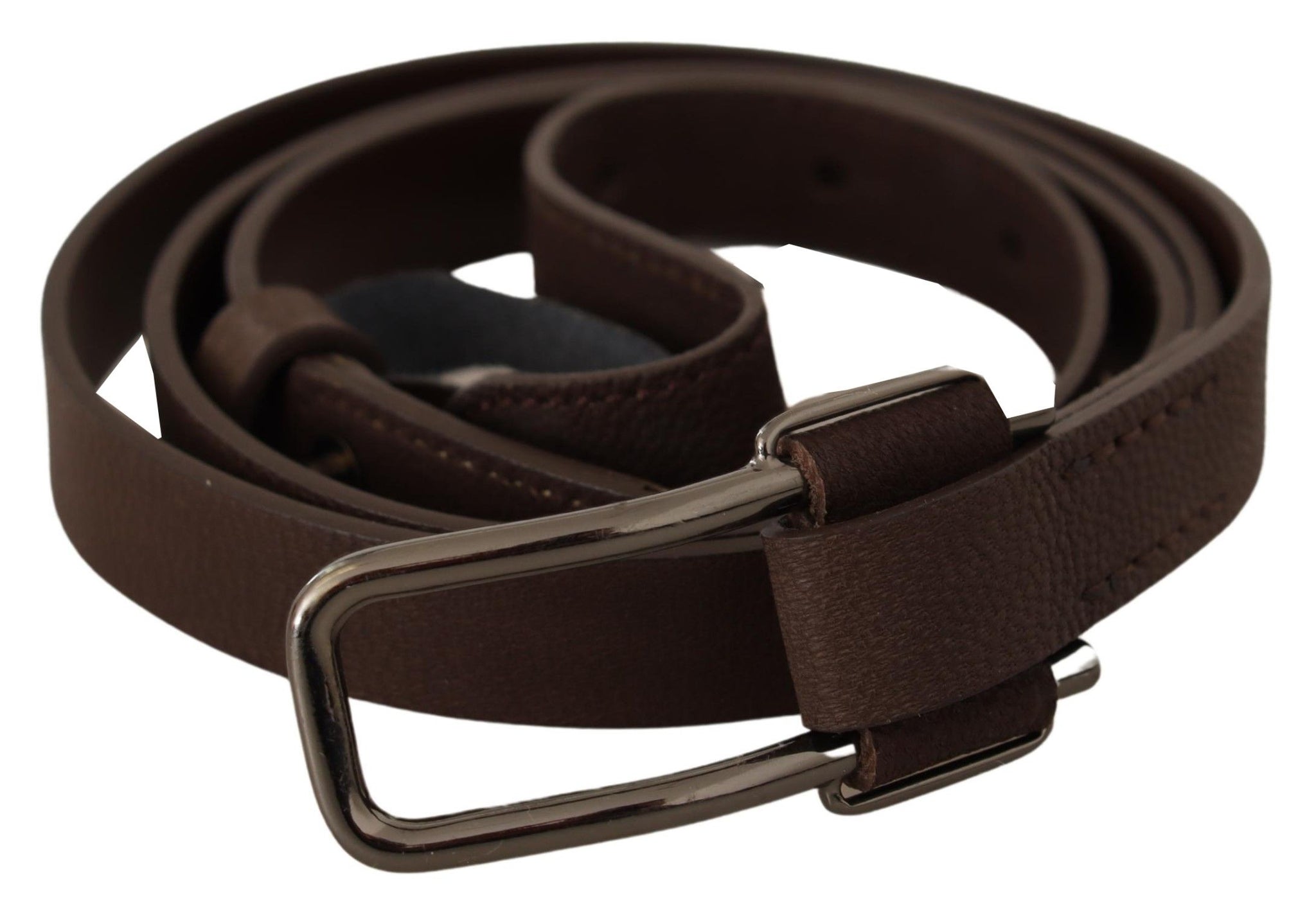 Costume National Brown WX Silver Metal Buckle Belt