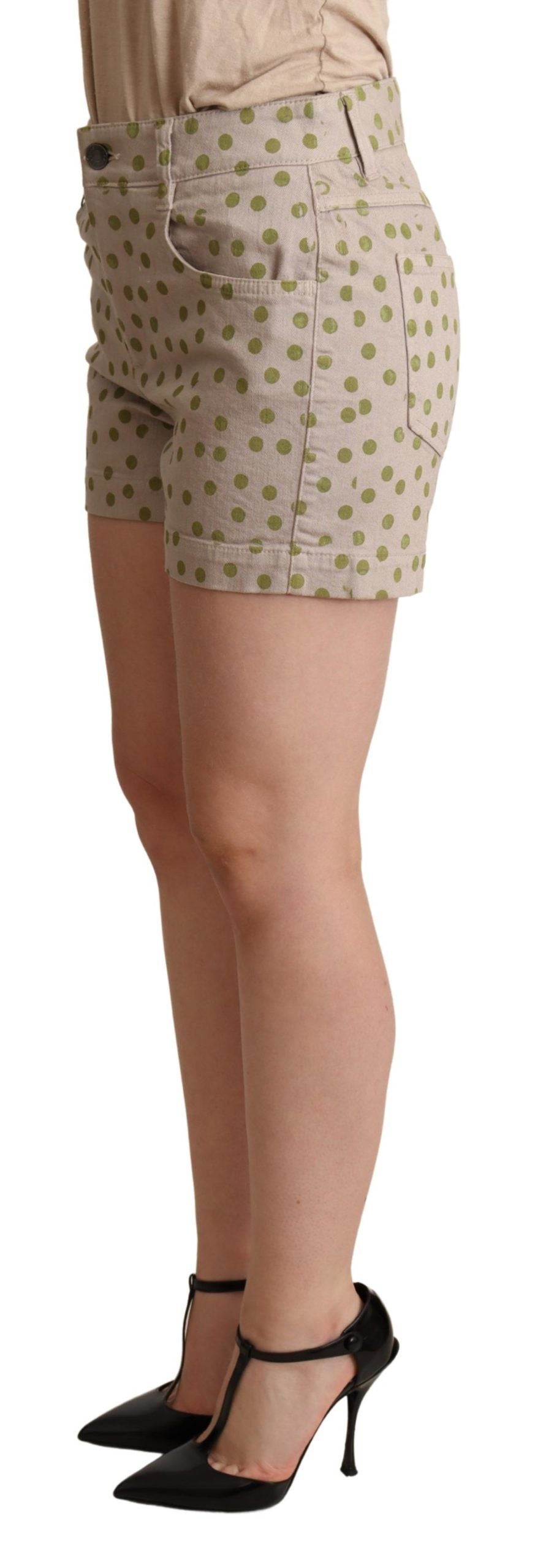 Dolce & Gabbana Beige Polka Dots Denim Cotton Stretch Shorts - Whispers Of Wisdom Clothing