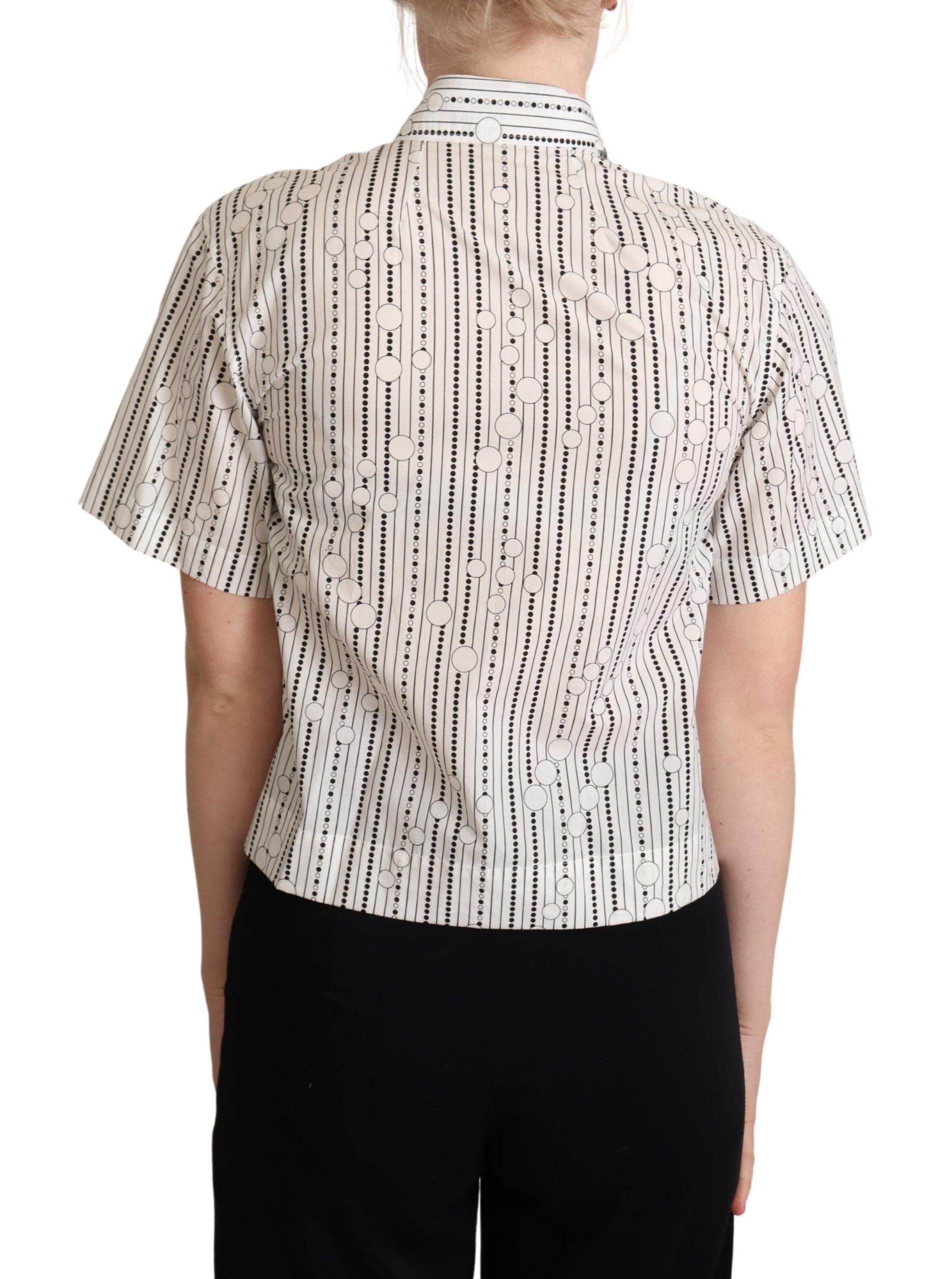 Dolce & Gabbana White Circles Dots Collared Button Up Shirt - Whispers Of Wisdom Clothing