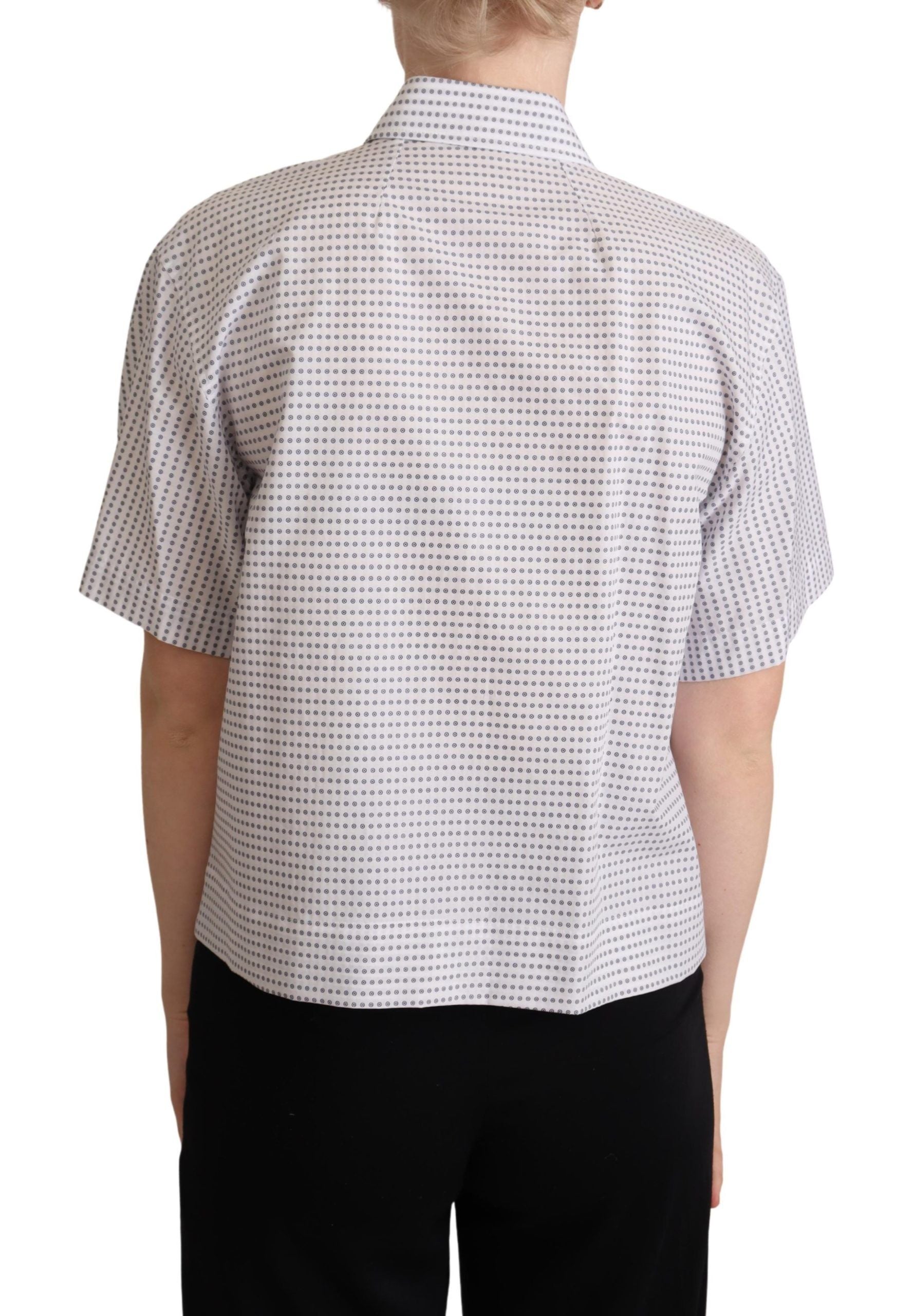Dolce & Gabbana White Polka Dots Collared Blouse Shirt - Whispers Of Wisdom Clothing