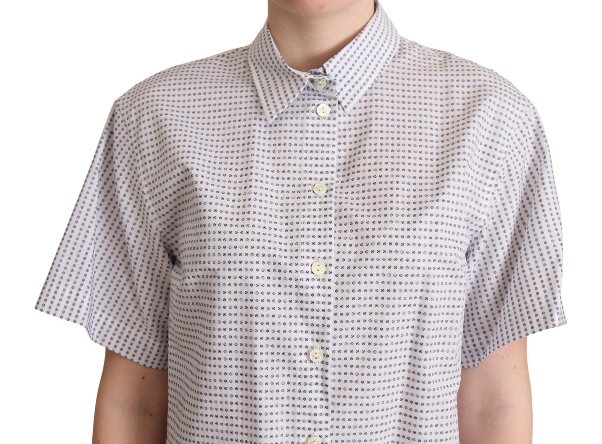 Dolce & Gabbana White Polka Dots Collared Blouse Shirt - Whispers Of Wisdom Clothing