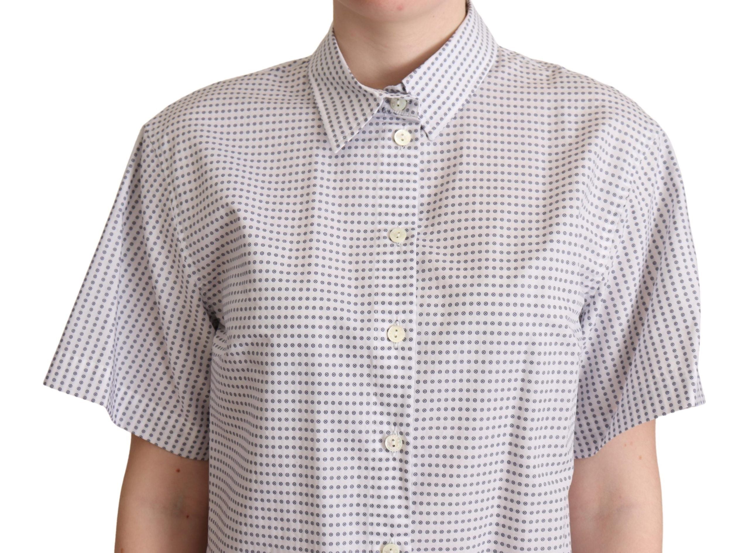 Dolce & Gabbana White Polka Dots Collared Blouse Shirt - Whispers Of Wisdom Clothing
