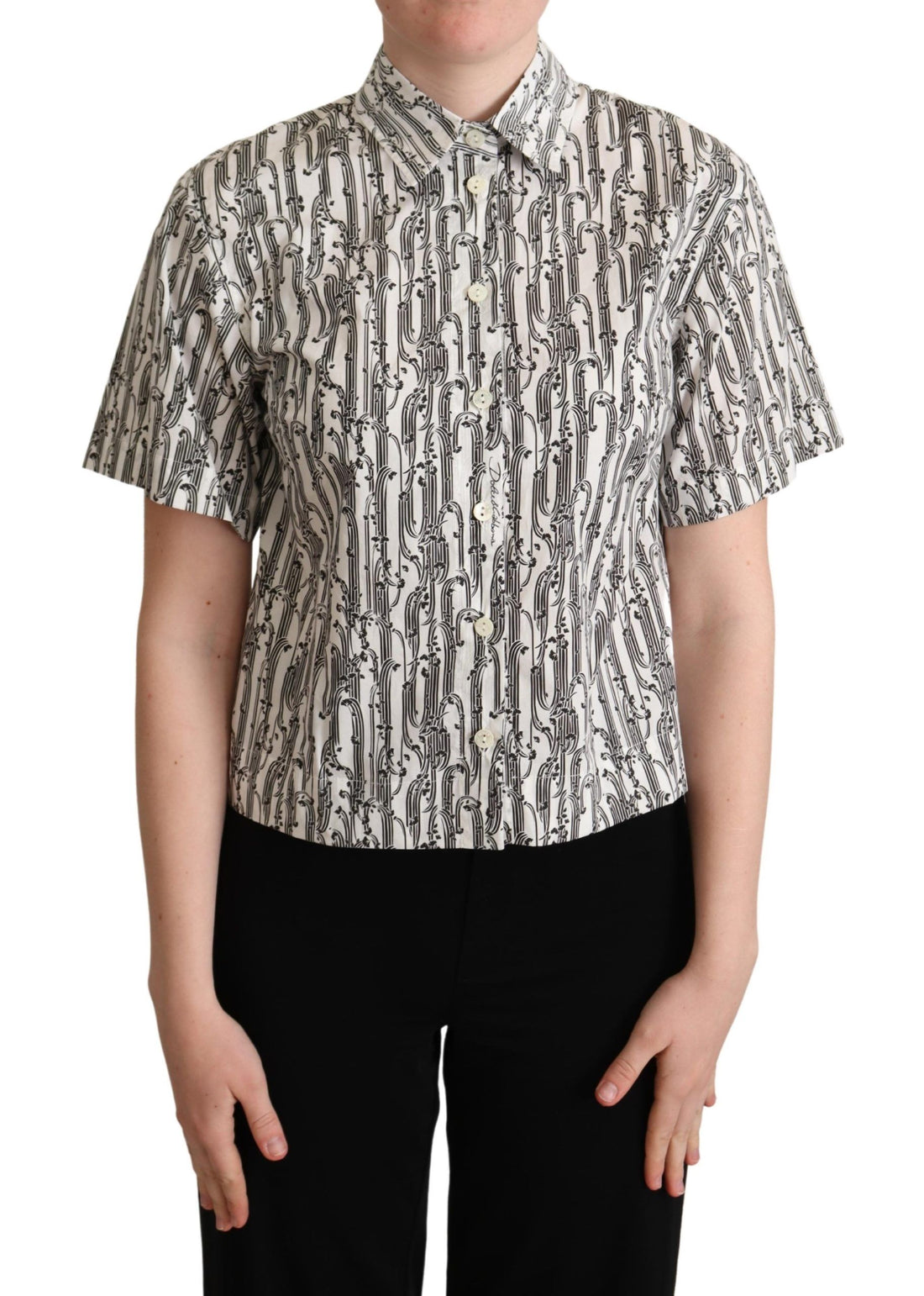 Dolce & Gabbana White Floral Collared Blouse Shirt - Whispers Of Wisdom Clothing