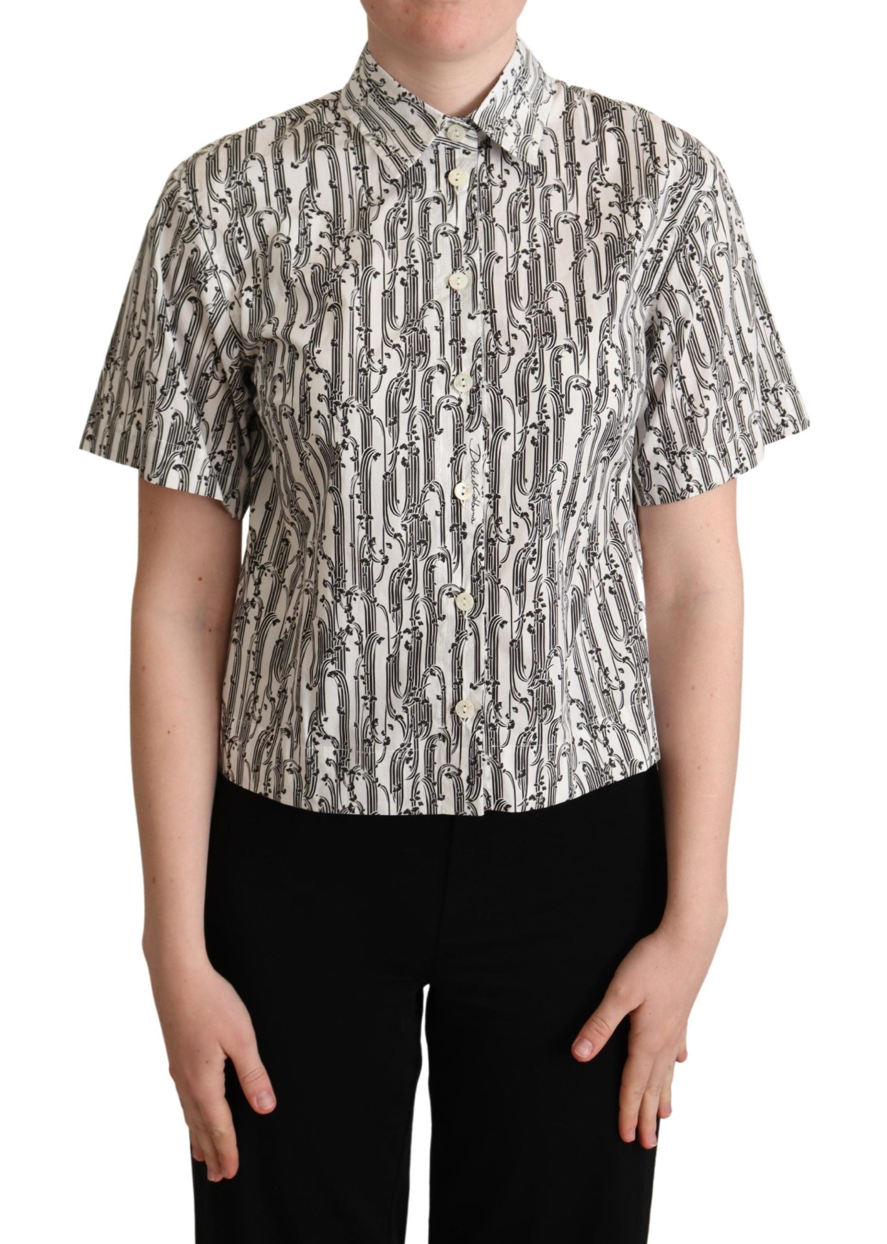 Dolce & Gabbana White Floral Collared Blouse Shirt - Whispers Of Wisdom Clothing