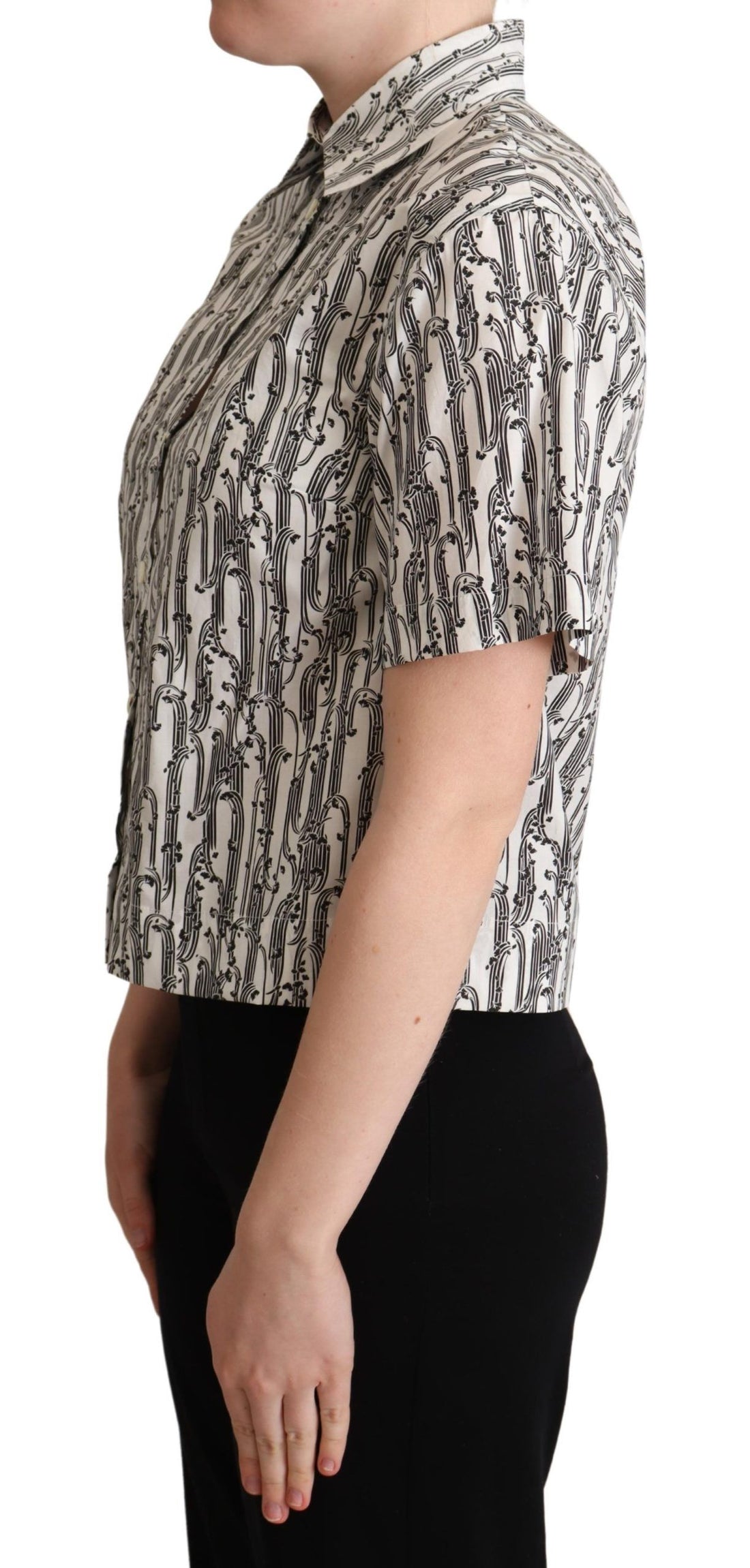 Dolce & Gabbana White Floral Collared Blouse Shirt - Whispers Of Wisdom Clothing